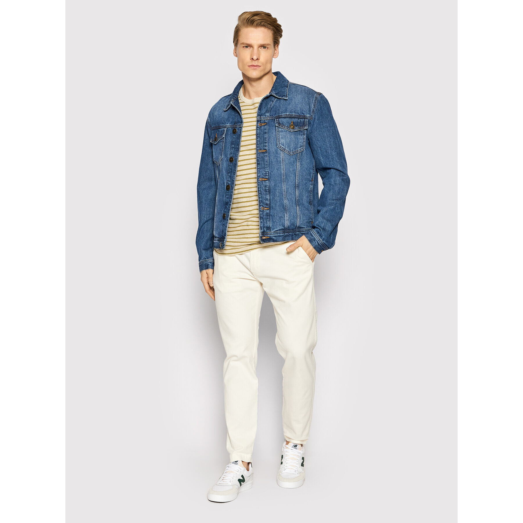 United Colors Of Benetton Jeans jakna 2AW753GV8 Mornarsko modra Regular Fit - Pepit.si