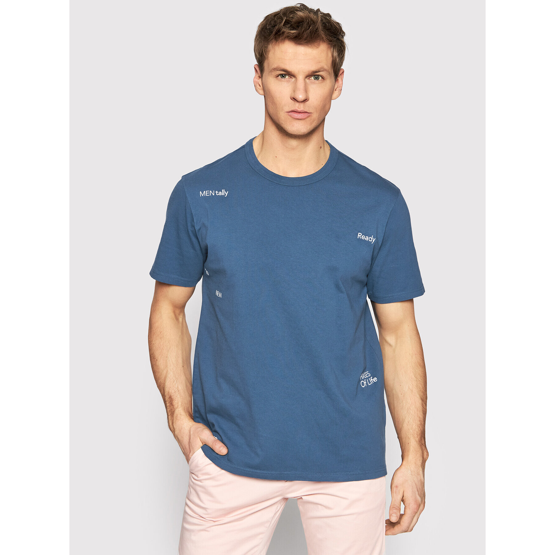 United Colors Of Benetton Majica 3BL0U100O Modra Regular Fit - Pepit.si