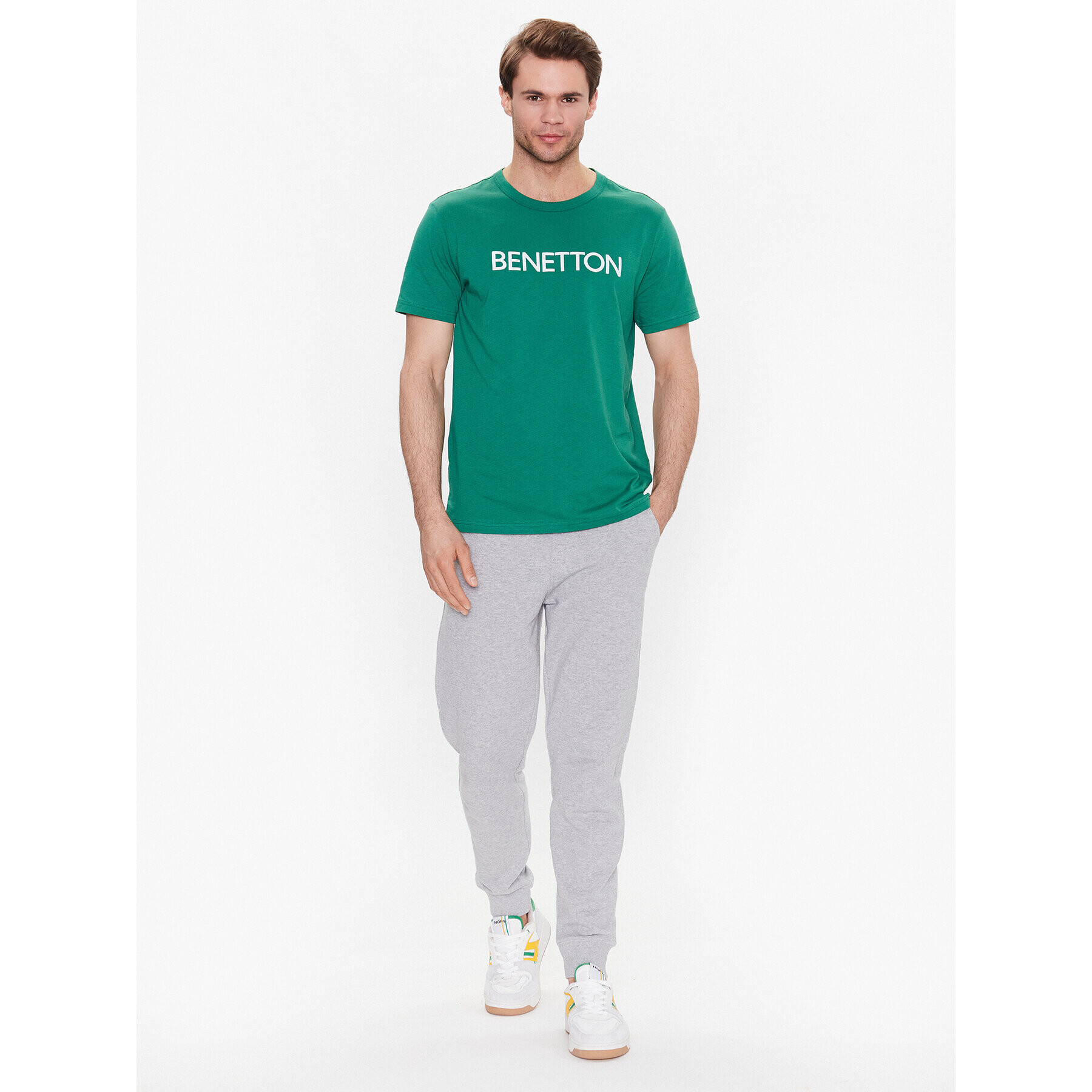 United Colors Of Benetton Majica 3I1XU100A Zelena Regular Fit - Pepit.si