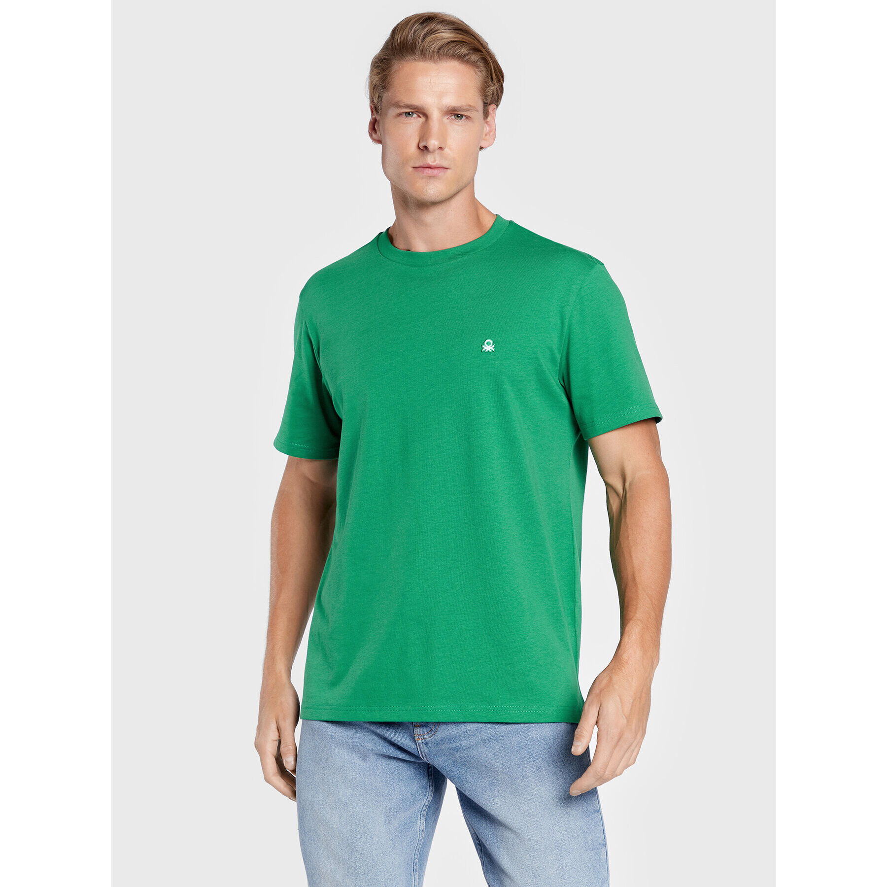 United Colors Of Benetton Majica 3MI5J1AF7 Zelena Regular Fit - Pepit.si