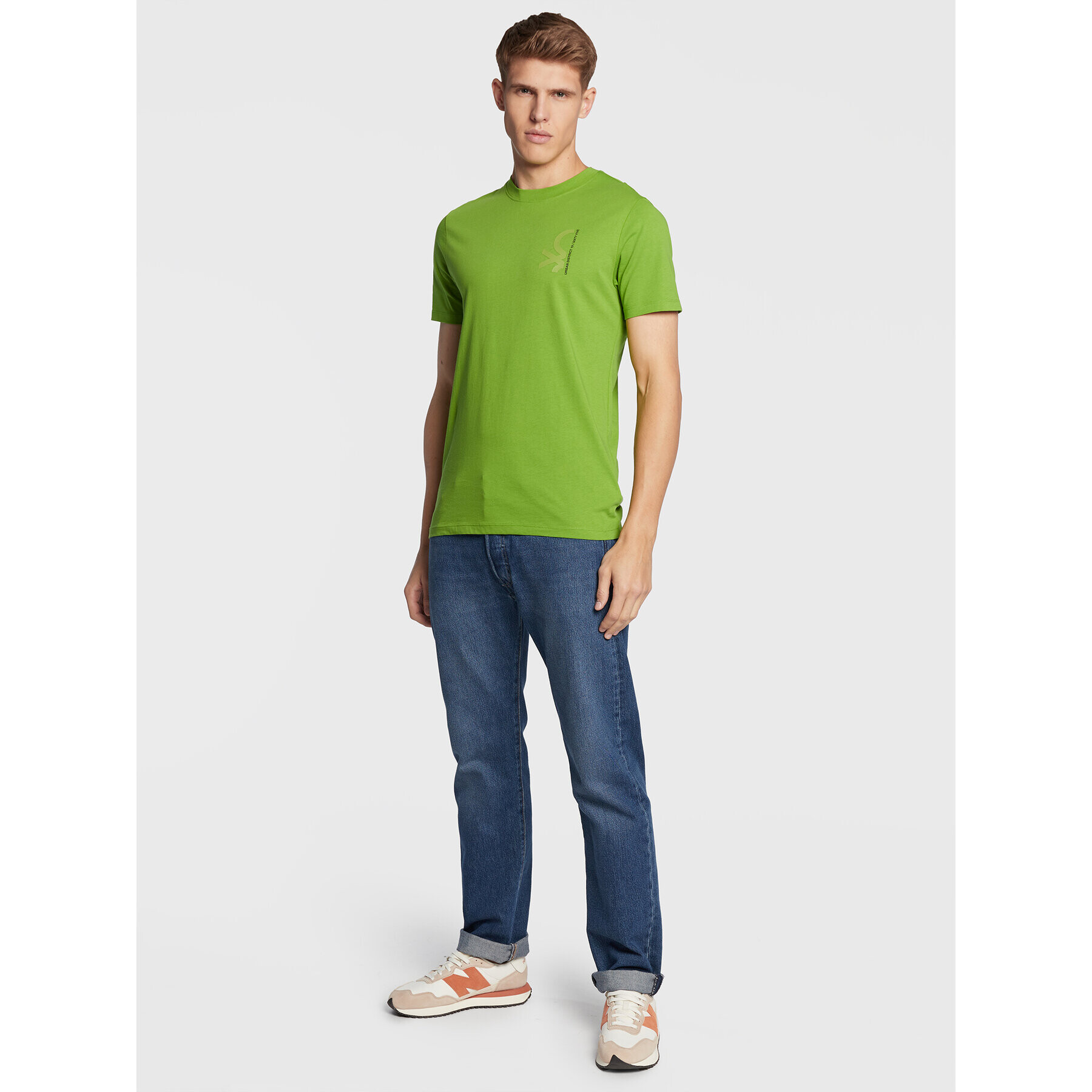 United Colors Of Benetton Majica 3U53U1037 Zelena Regular Fit - Pepit.si