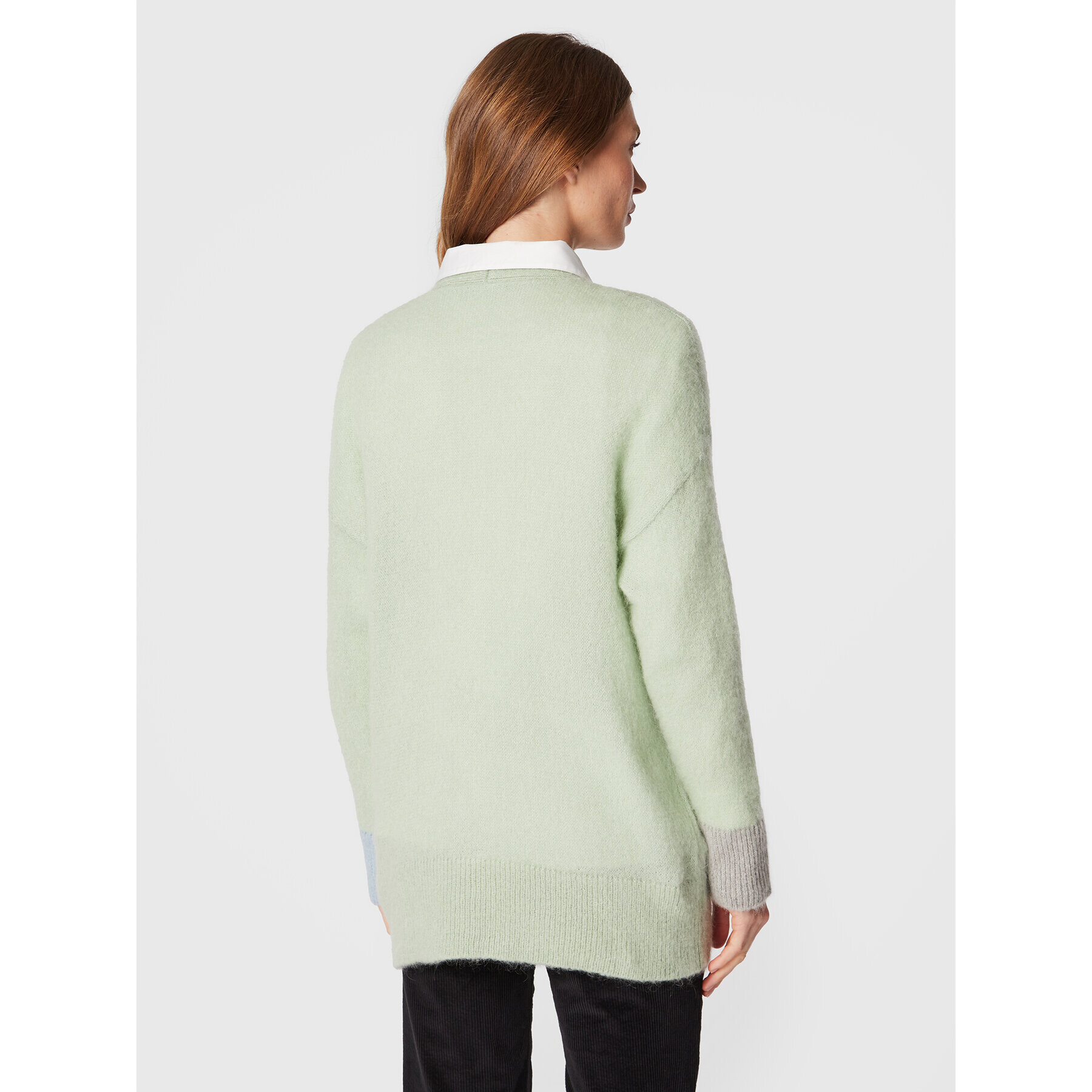 United Colors Of Benetton Pletena jopica 1042E601A Zelena Relaxed Fit - Pepit.si