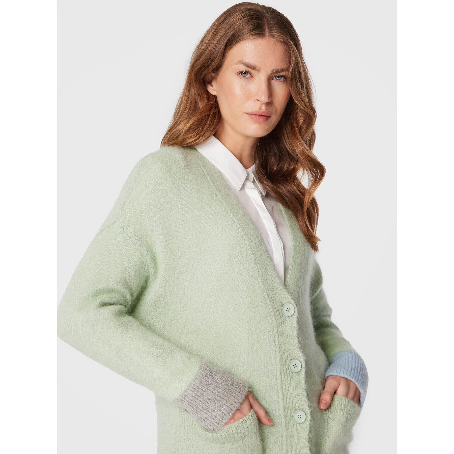 United Colors Of Benetton Pletena jopica 1042E601A Zelena Relaxed Fit - Pepit.si