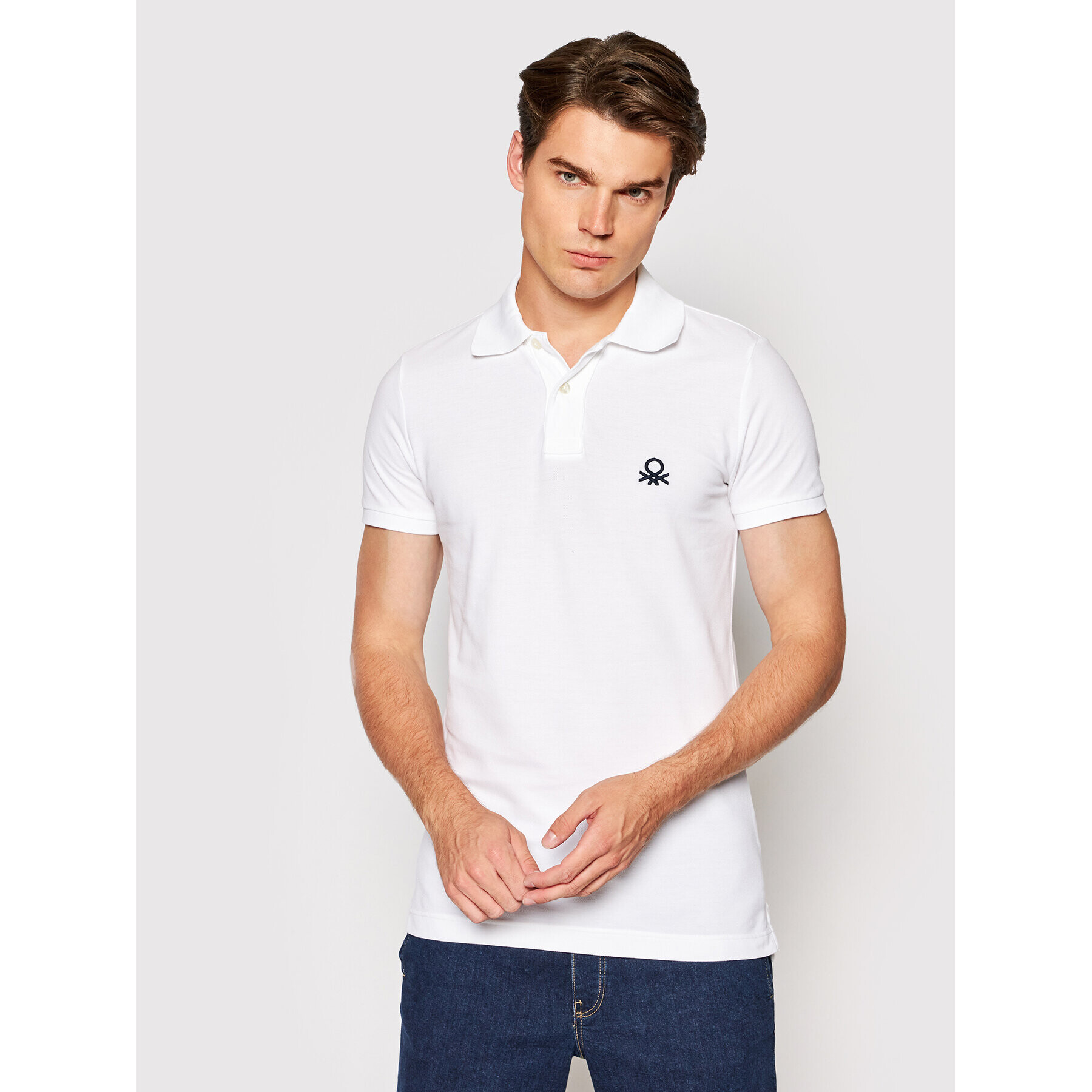 United Colors Of Benetton Polo majica 3089J3178 Bela Slim Fit - Pepit.si