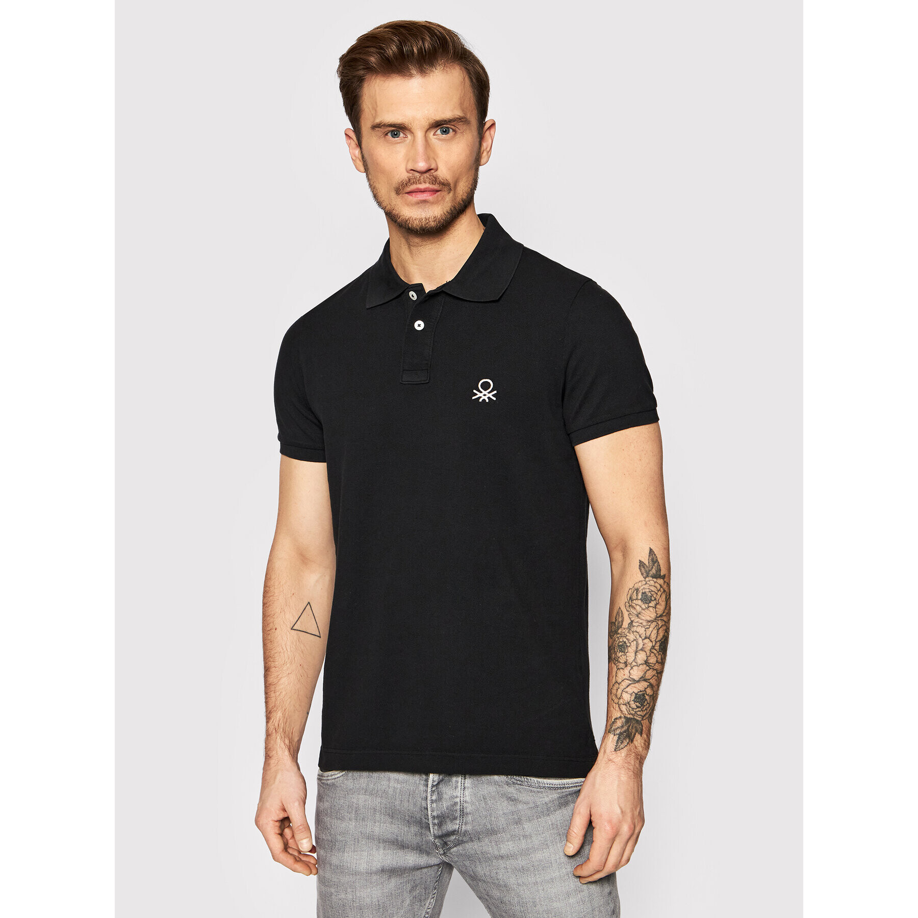 United Colors Of Benetton Polo majica 3089J3178 Črna Slim Fit - Pepit.si