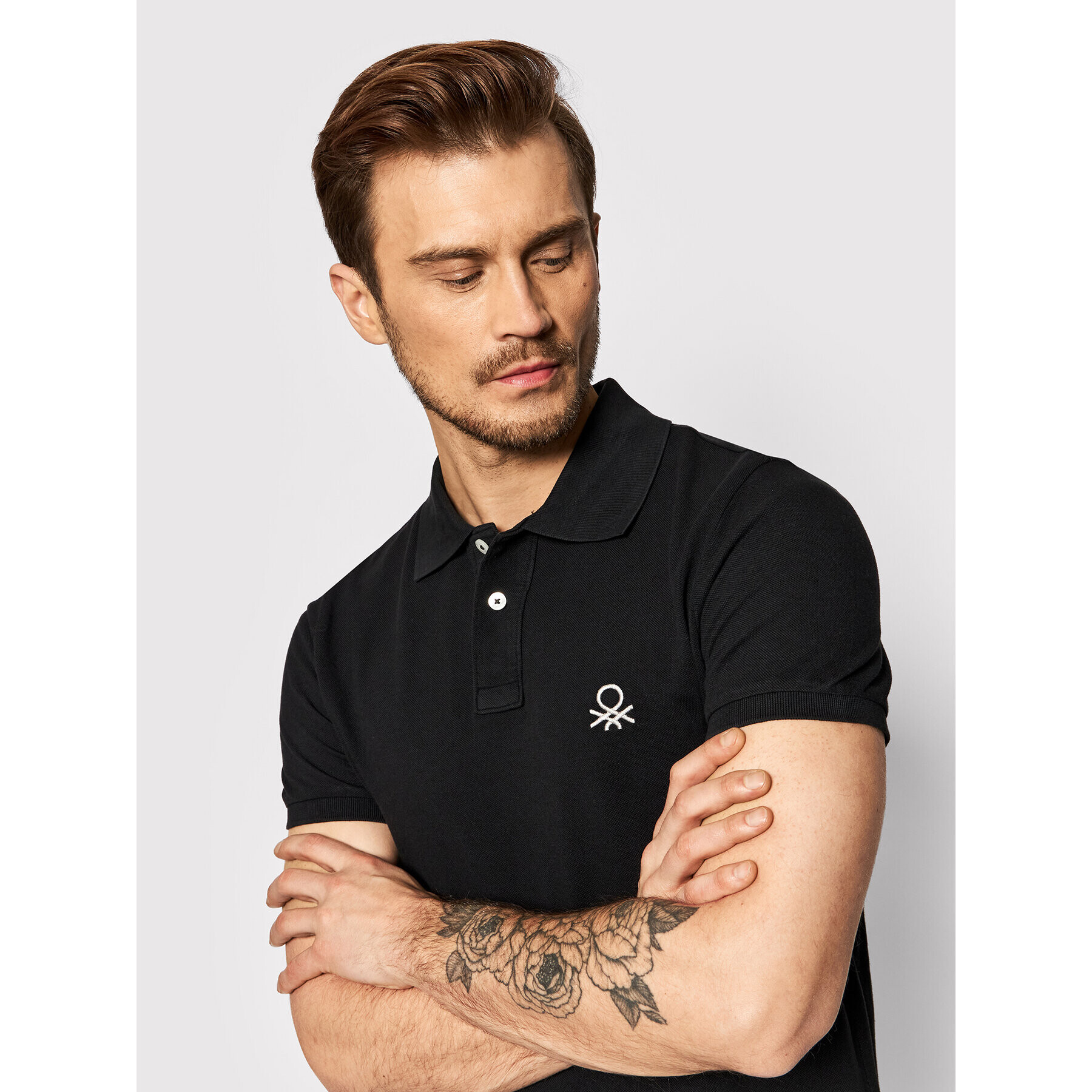 United Colors Of Benetton Polo majica 3089J3178 Črna Slim Fit - Pepit.si