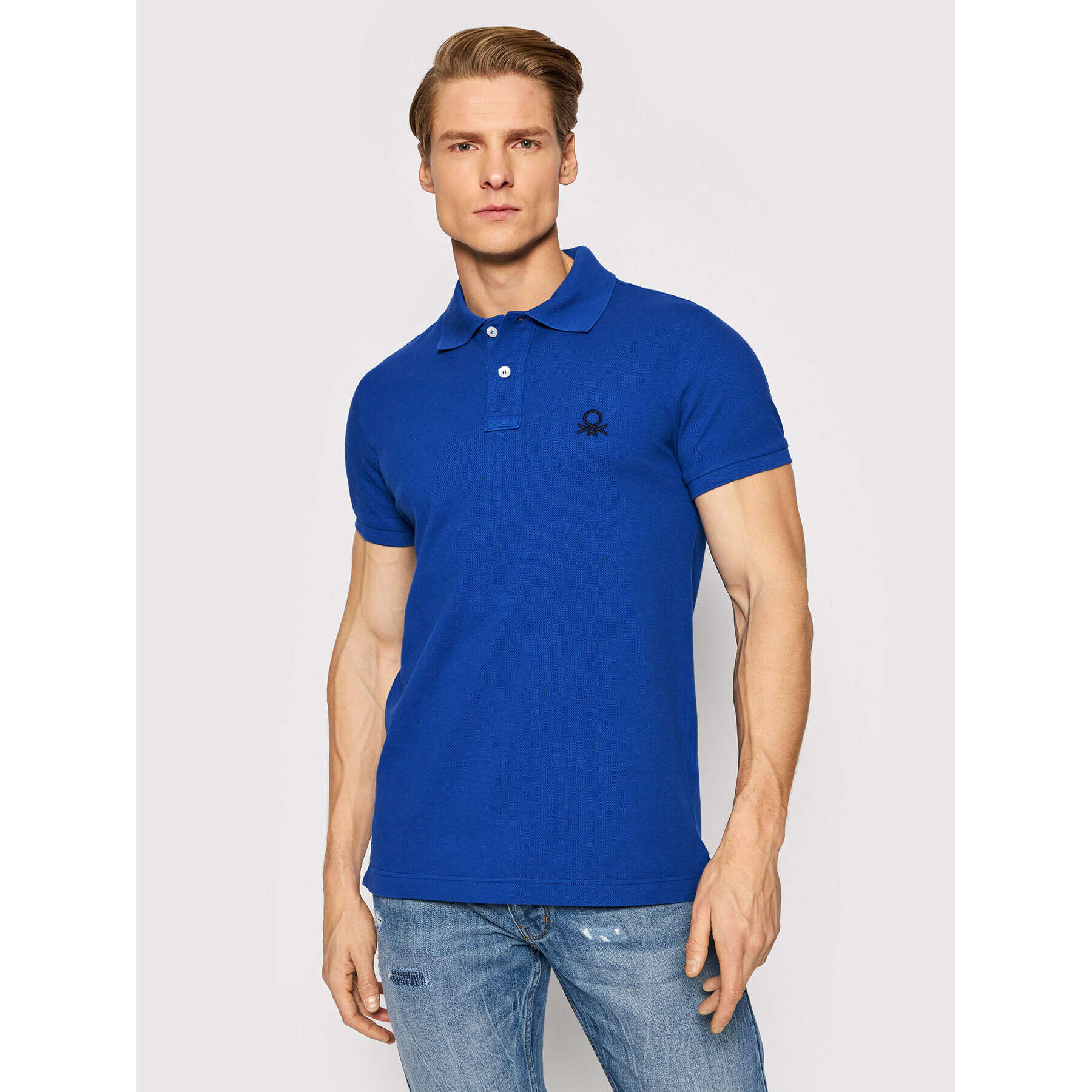 United Colors Of Benetton Polo majica 3089J3178 Modra Slim Fit - Pepit.si