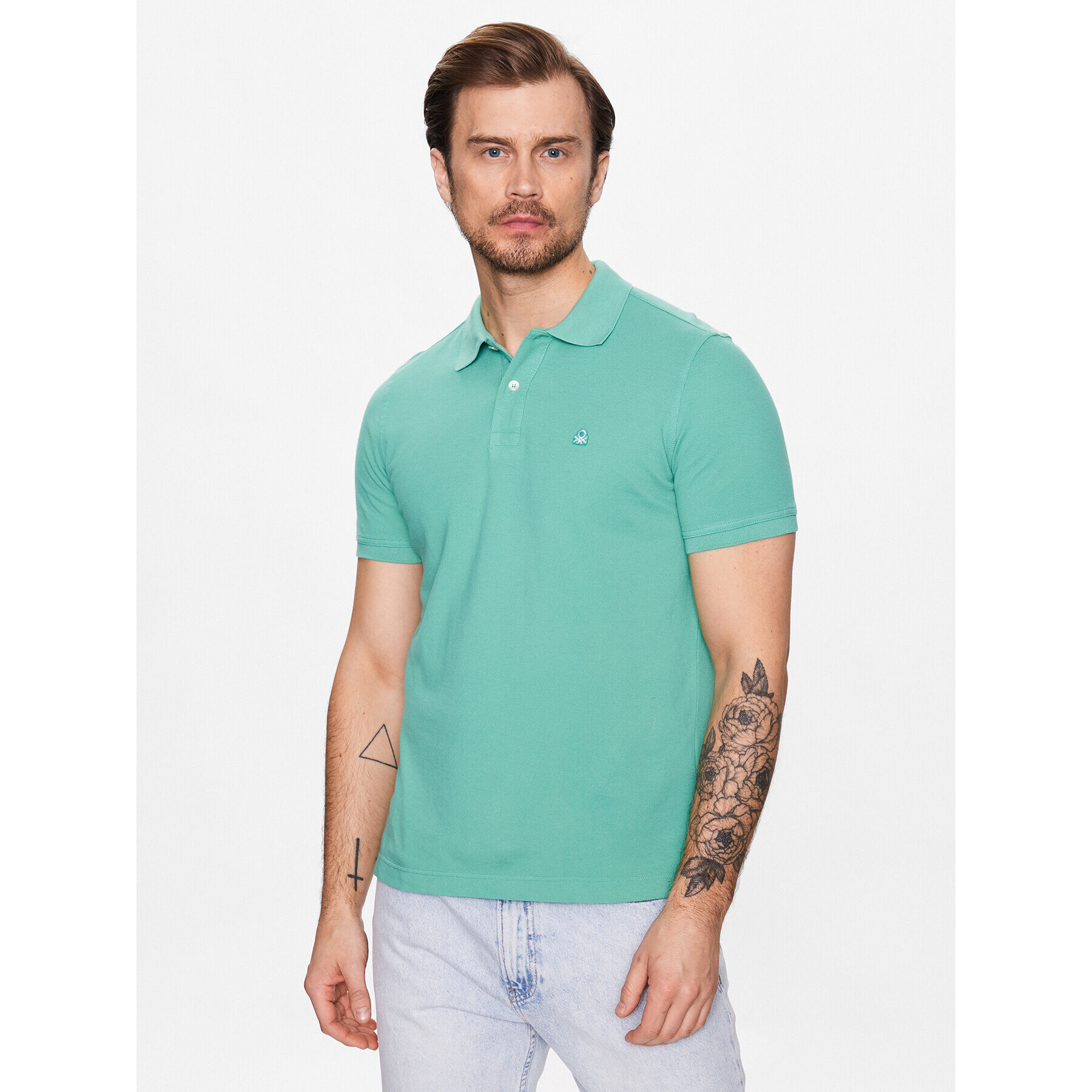 United Colors Of Benetton Polo majica 3089J3179 Zelena Regular Fit - Pepit.si