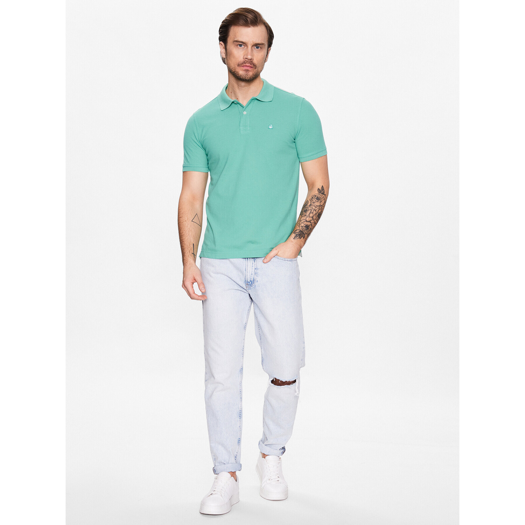 United Colors Of Benetton Polo majica 3089J3179 Zelena Regular Fit - Pepit.si