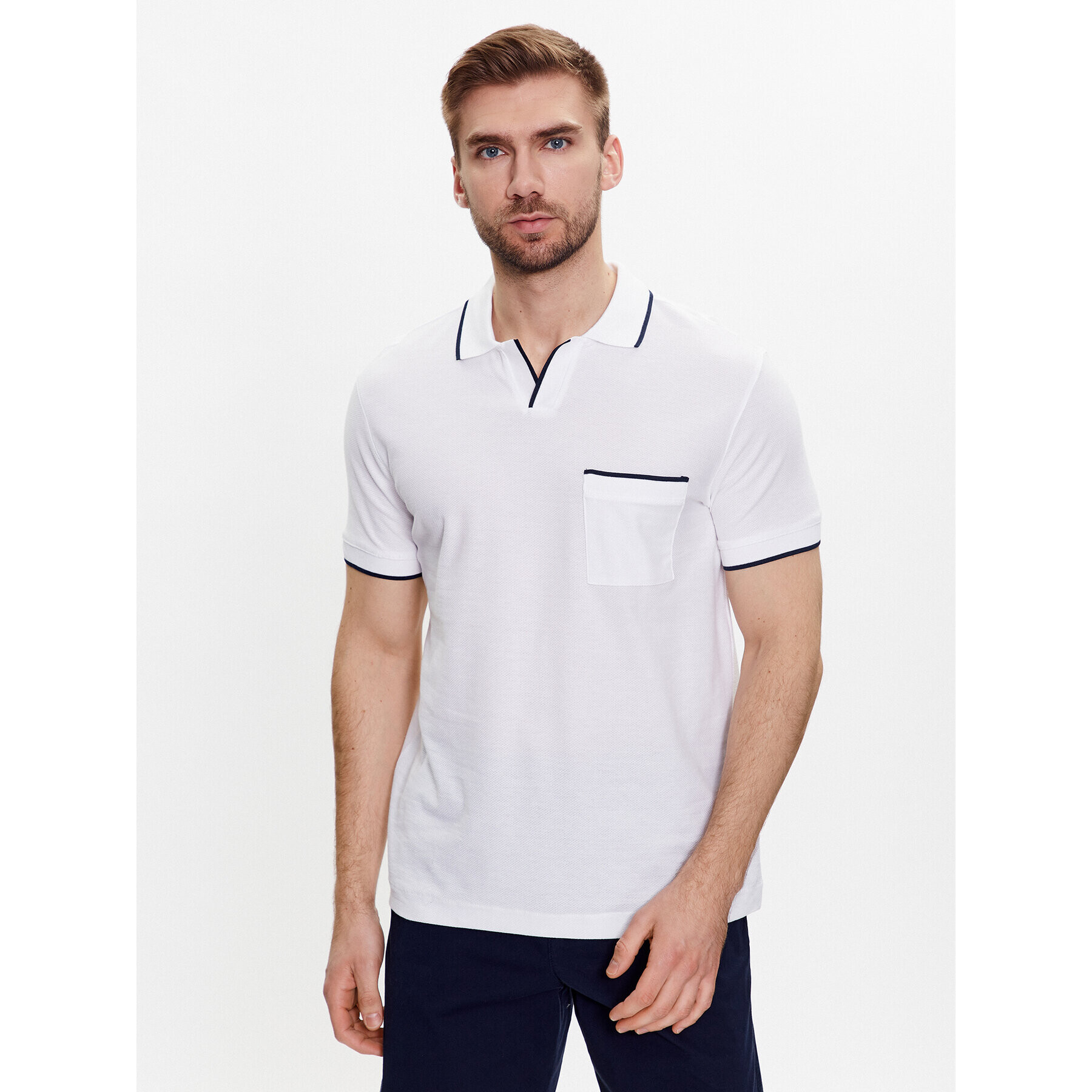 United Colors Of Benetton Polo majica 34KAU300B Bela Regular Fit - Pepit.si