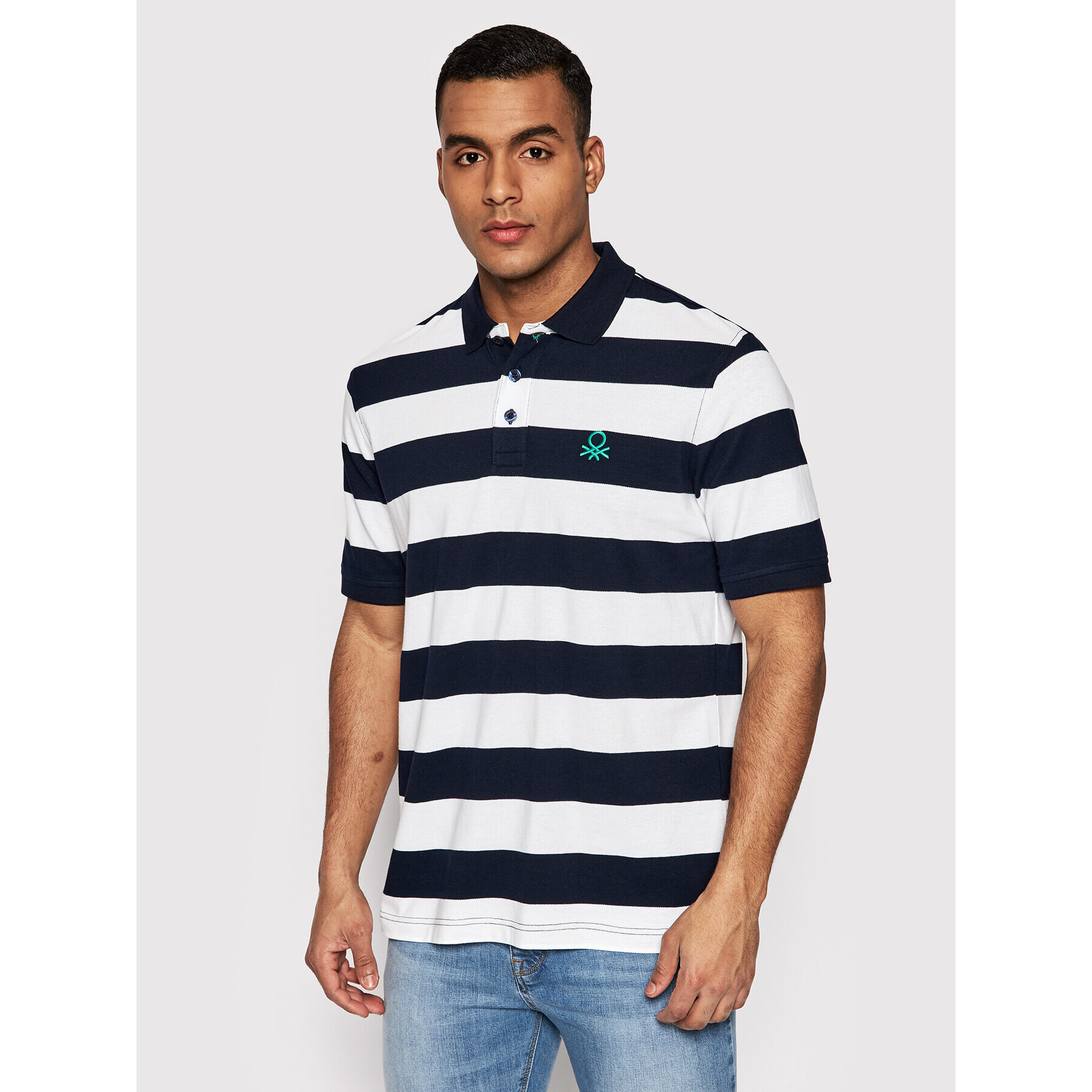 United Colors Of Benetton Polo majica 370TJ3175 Mornarsko modra Regular Fit - Pepit.si