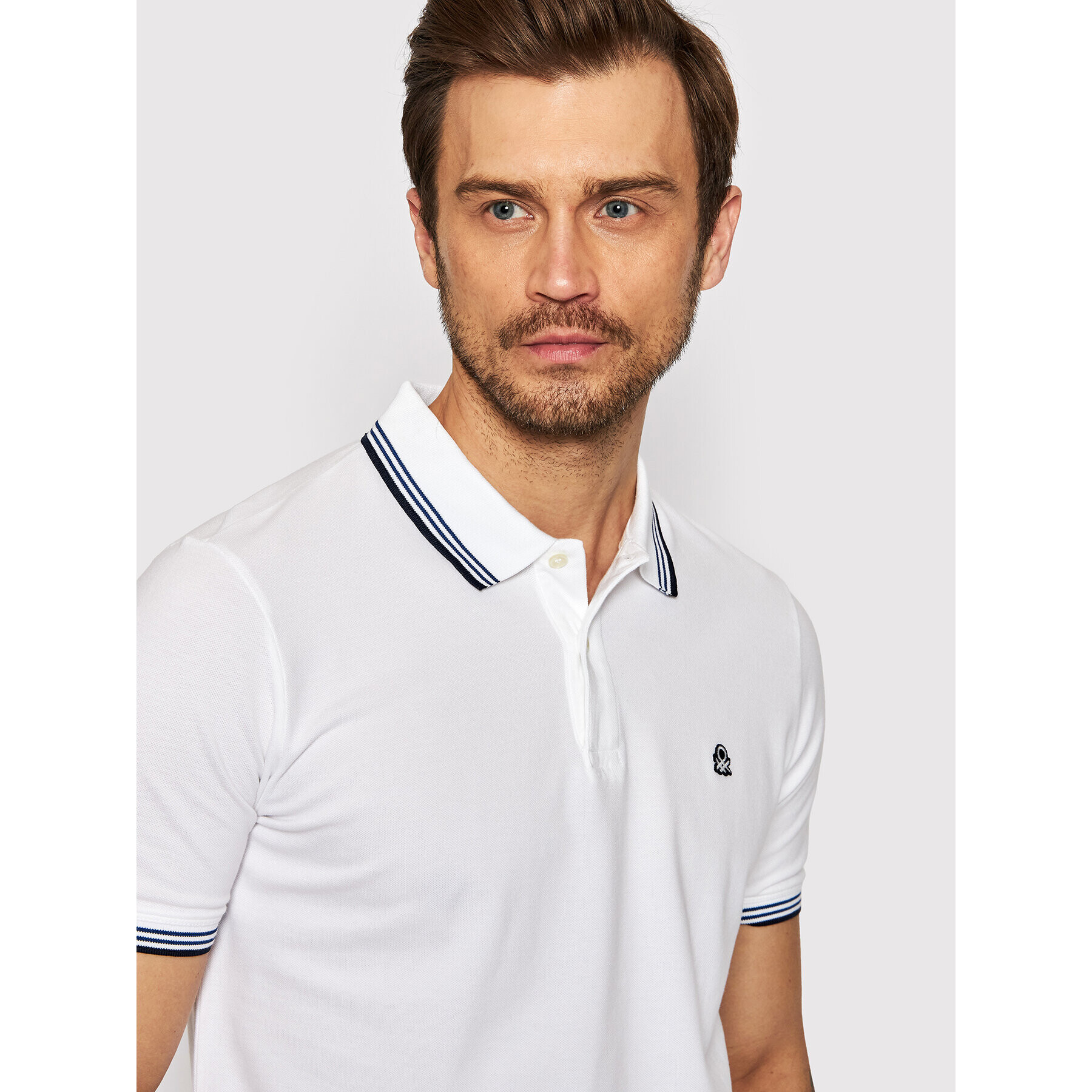 United Colors Of Benetton Polo majica 3WG9J3181 Bela Regular Fit - Pepit.si