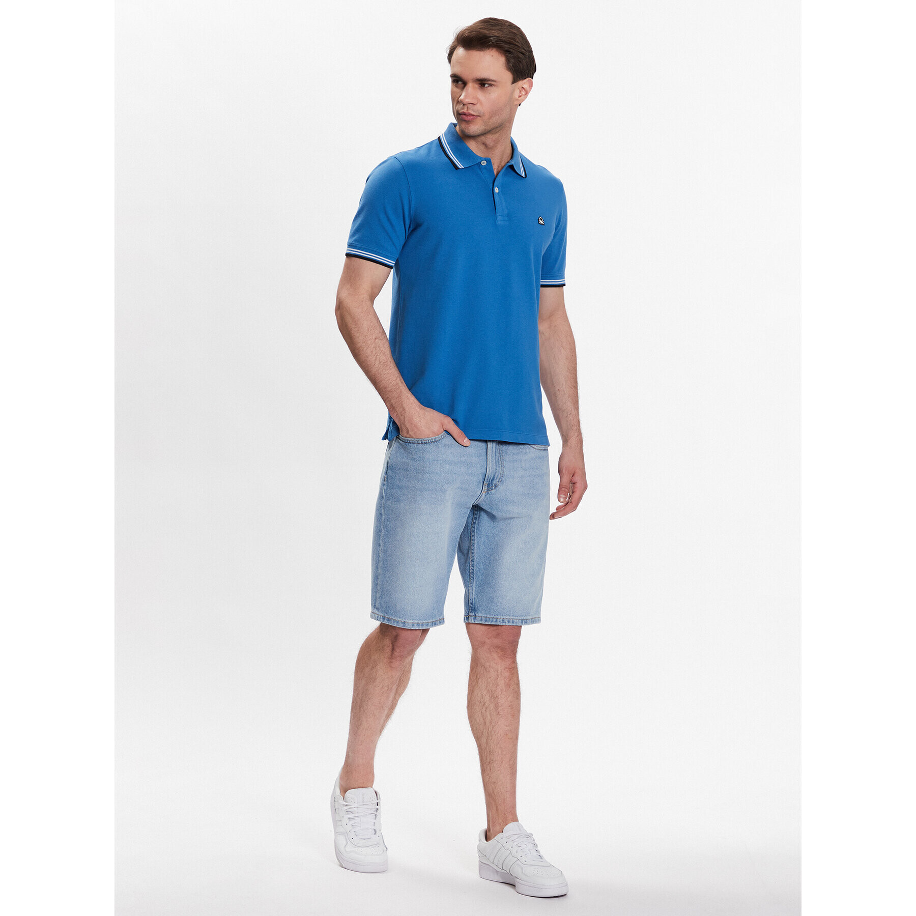 United Colors Of Benetton Polo majica 3WG9J3181 Modra Regular Fit - Pepit.si