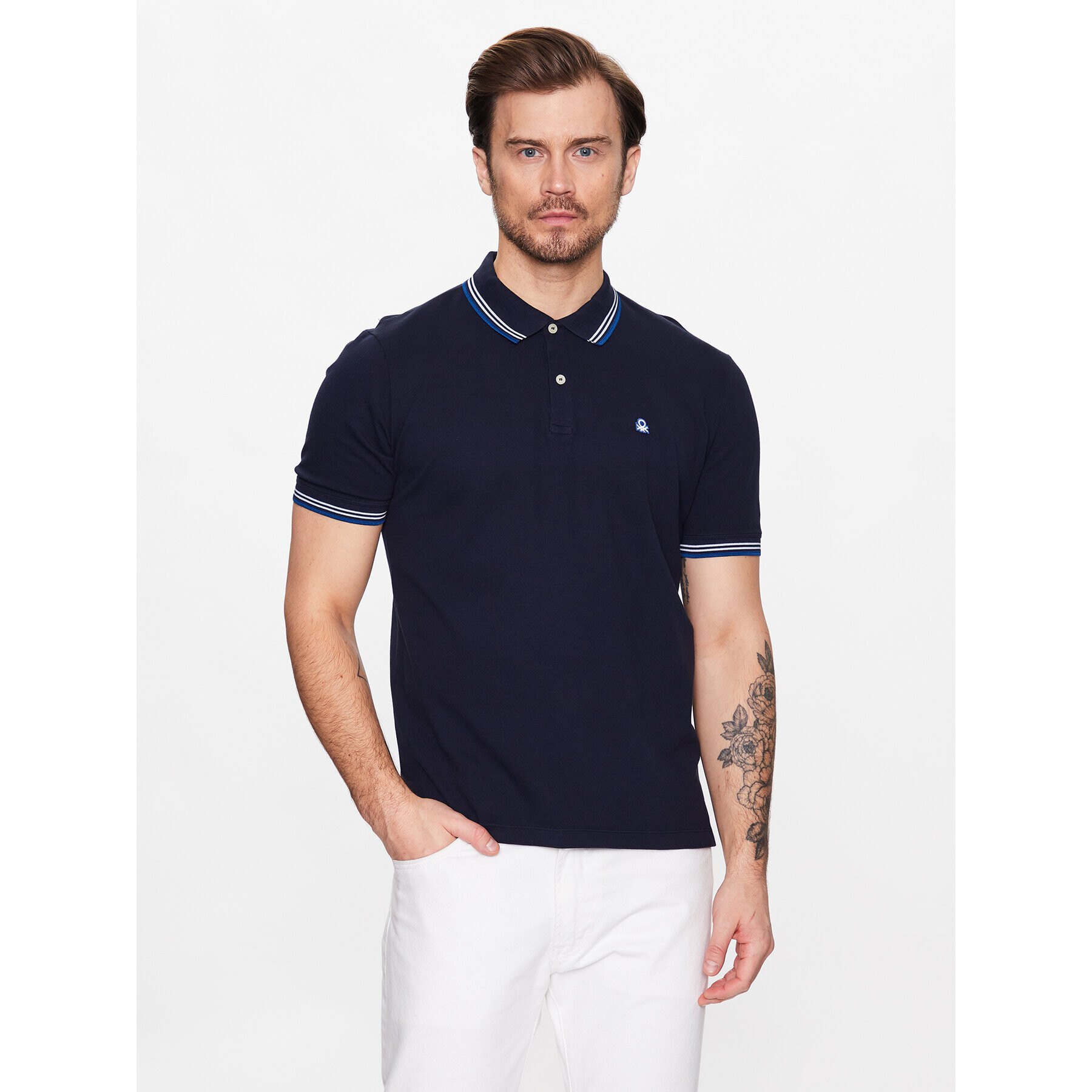 United Colors Of Benetton Polo majica 3WG9J3181 Mornarsko modra Regular Fit - Pepit.si