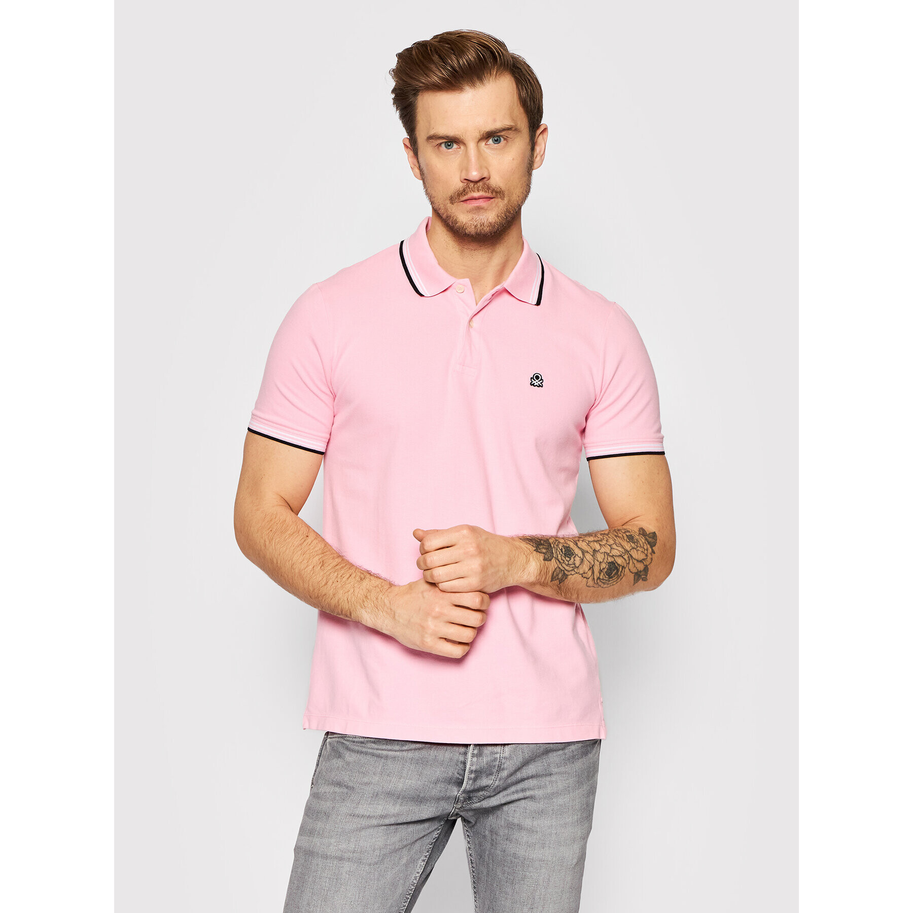 United Colors Of Benetton Polo majica 3WG9J3181 Roza Regular Fit - Pepit.si