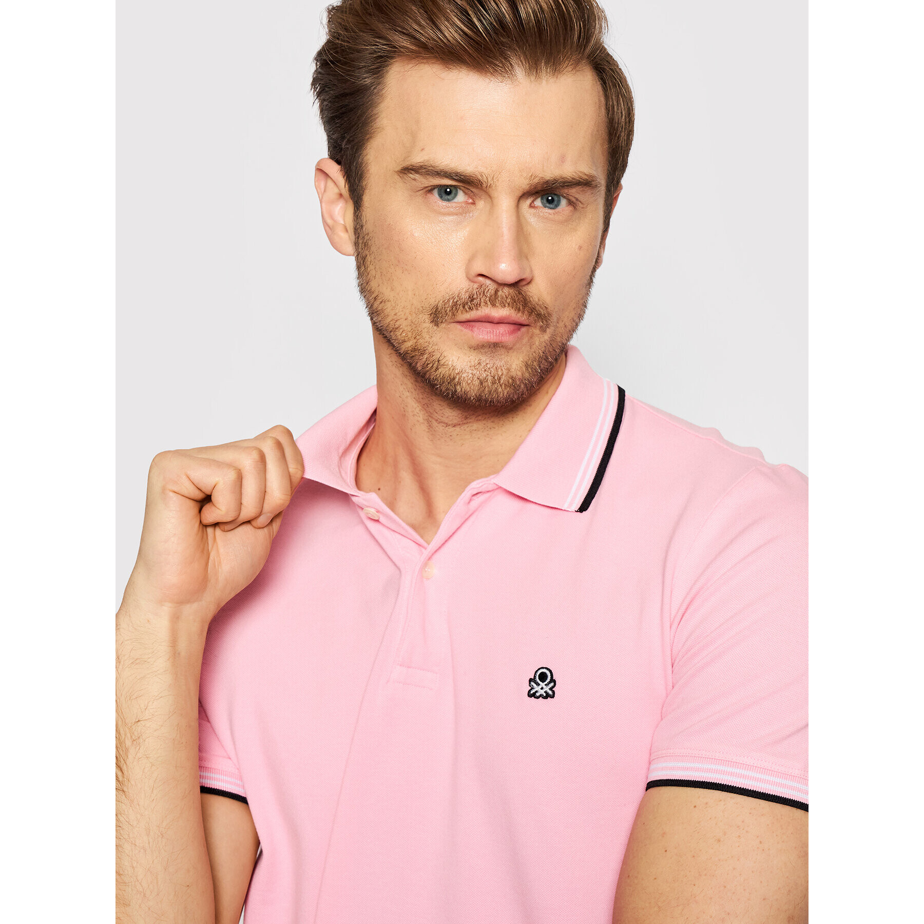 United Colors Of Benetton Polo majica 3WG9J3181 Roza Regular Fit - Pepit.si