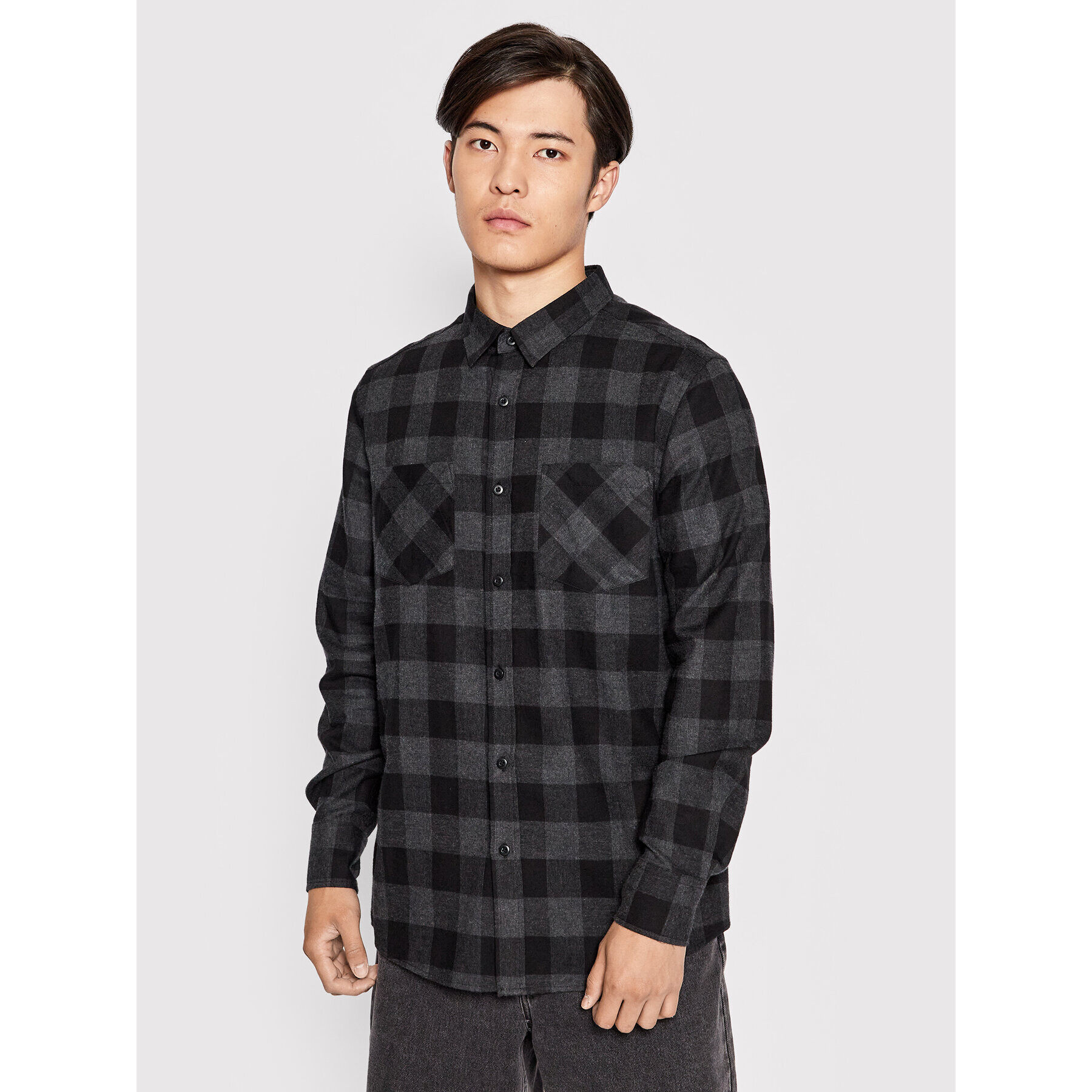 Urban Classics Srajca Checked TB297 Siva Regular Fit - Pepit.si