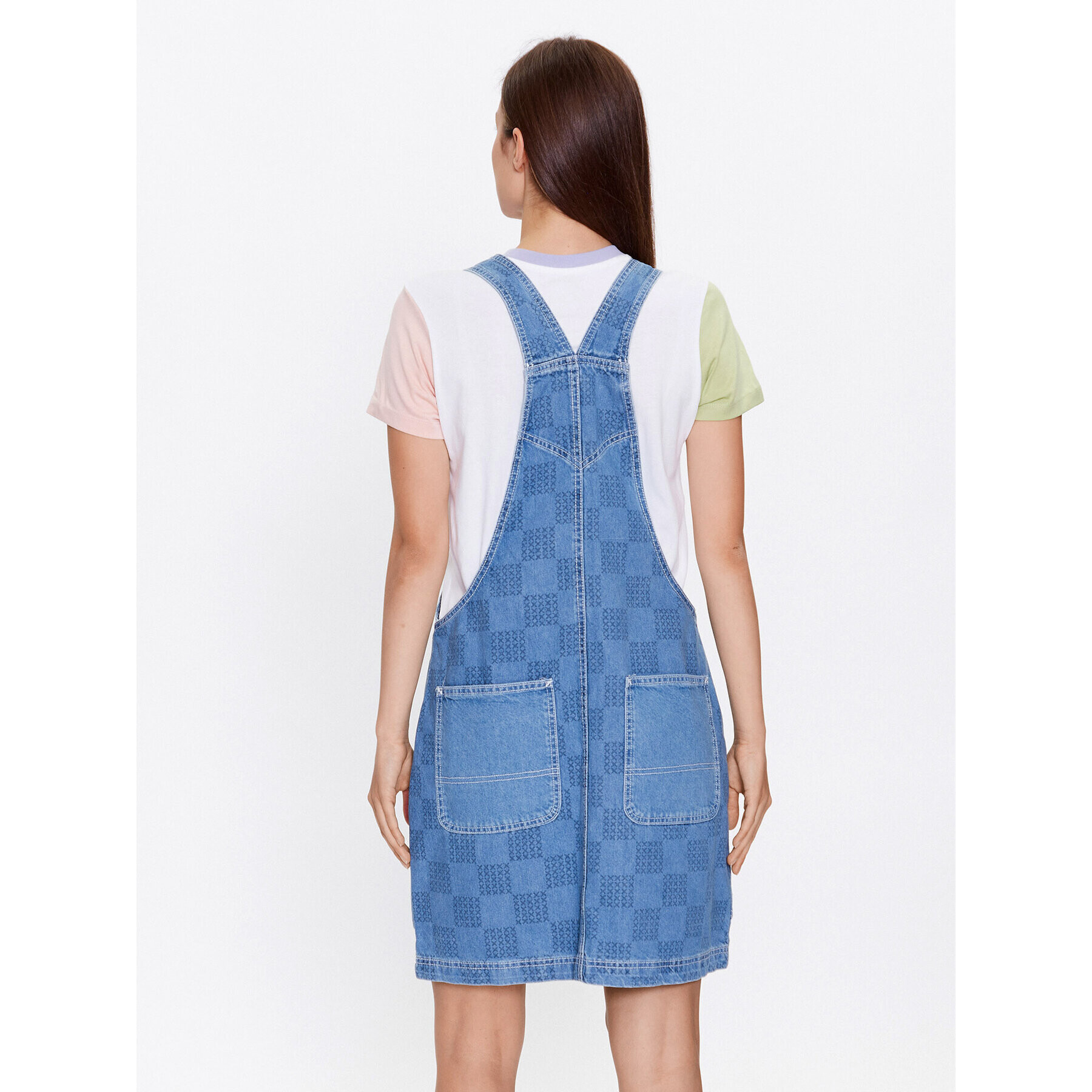 Vans Jeans obleka Mended Check Denim Pinafore VN00075R Siva Regular Fit - Pepit.si