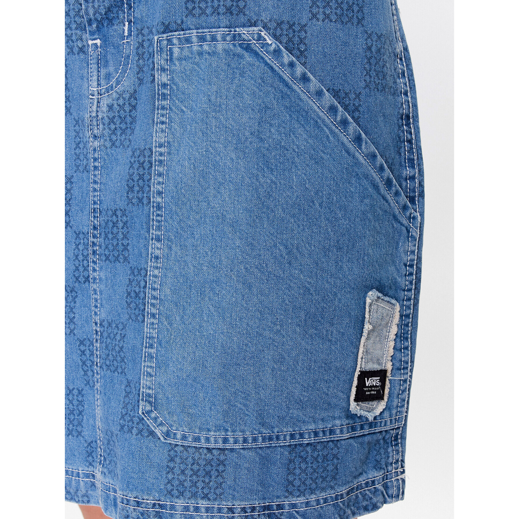 Vans Jeans obleka Mended Check Denim Pinafore VN00075R Siva Regular Fit - Pepit.si