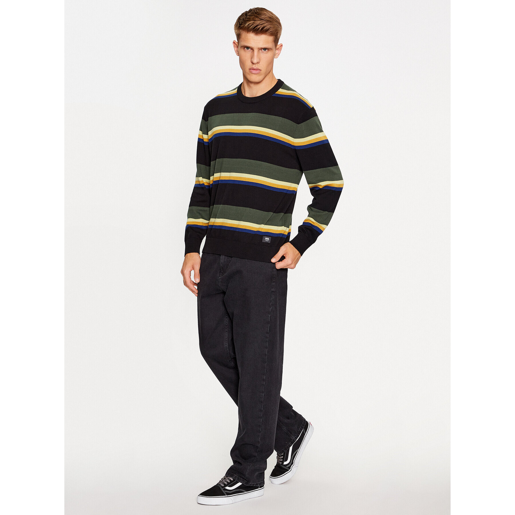 Vans Jopa Tacuba Stripe Crew Sweater VN000F50CM31 Črna Regular Fit - Pepit.si