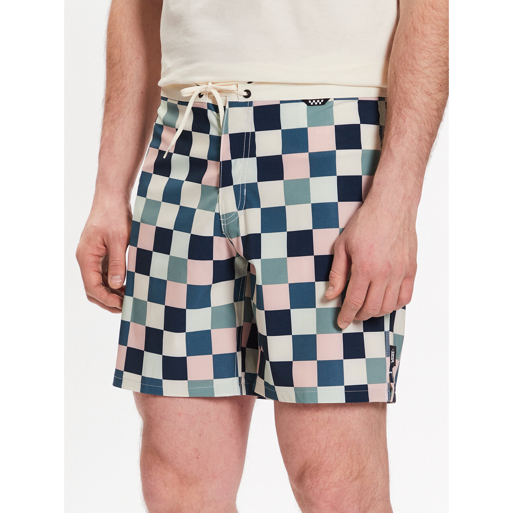 Vans Kopalne hlače The Daily Check Boardshort VN0007XS Bela Regular Fit - Pepit.si