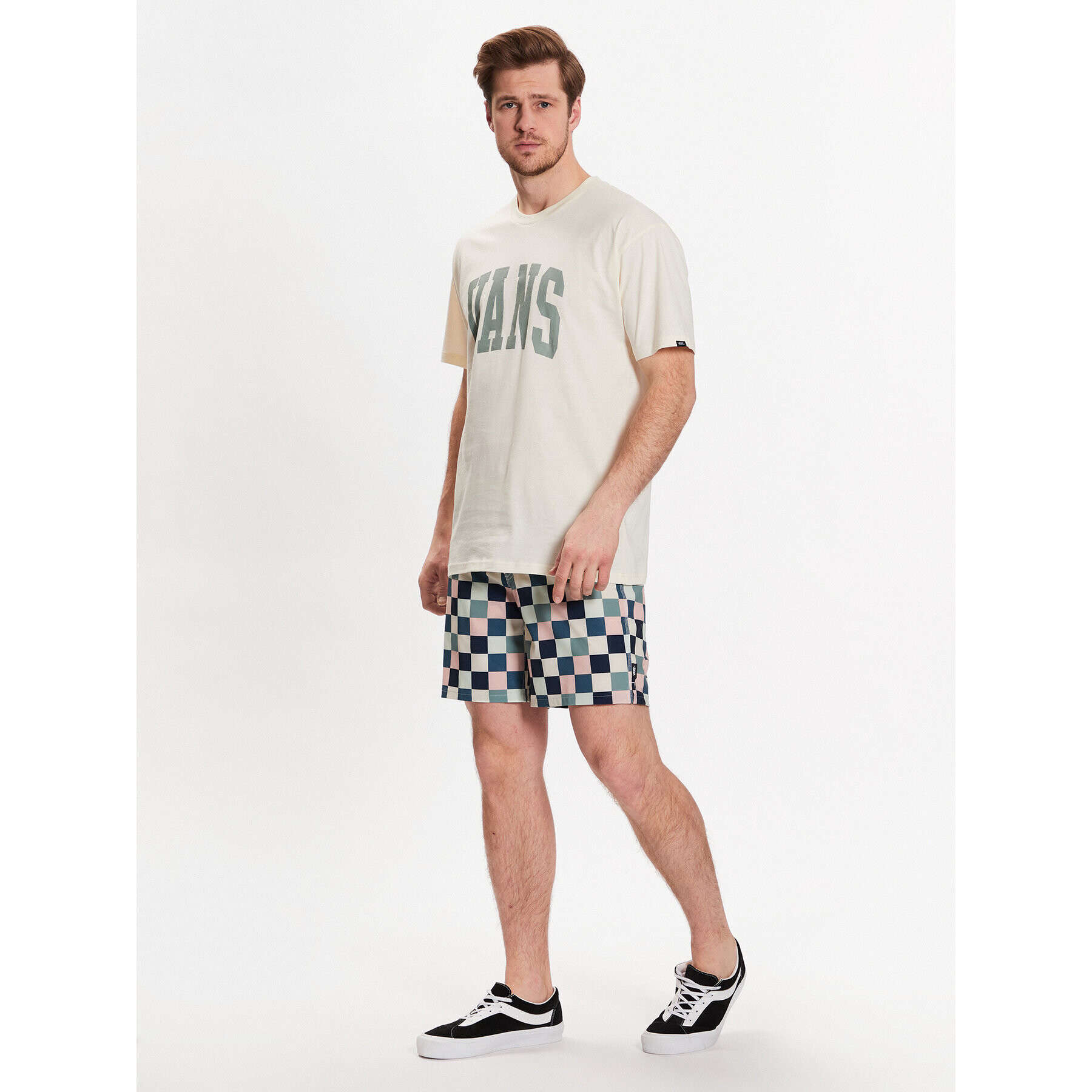 Vans Kopalne hlače The Daily Check Boardshort VN0007XS Bela Regular Fit - Pepit.si