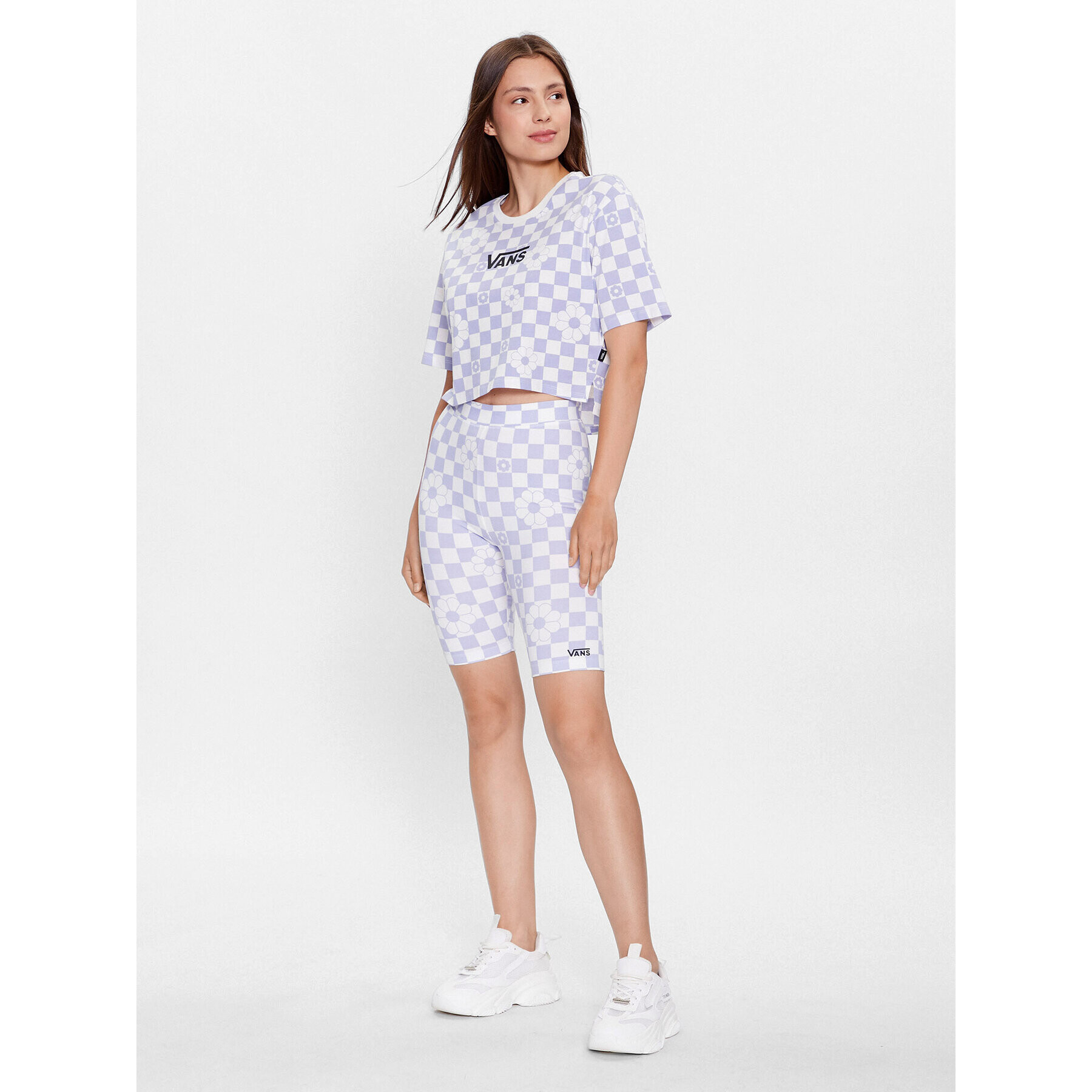 Vans Majica Floral Checker Ss Crop VN000ADT Vijolična Regular Fit - Pepit.si