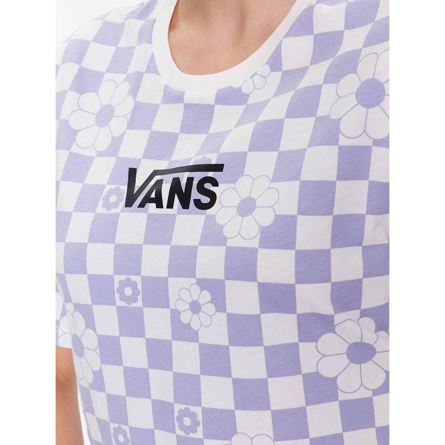 Vans Majica Floral Checker Ss Crop VN000ADT Vijolična Regular Fit - Pepit.si