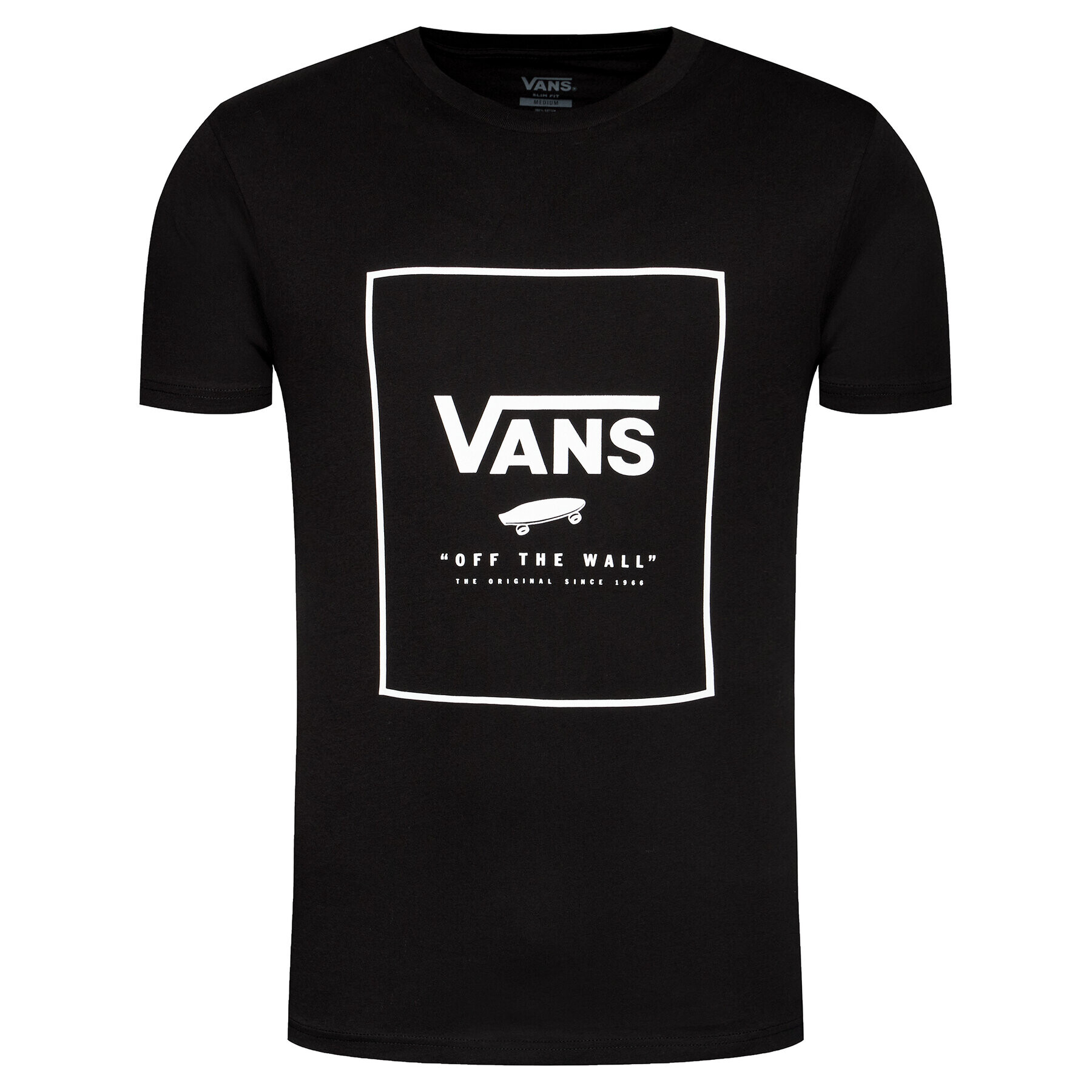 Vans Majica Print Box VN0A312S Črna Slim Fit - Pepit.si