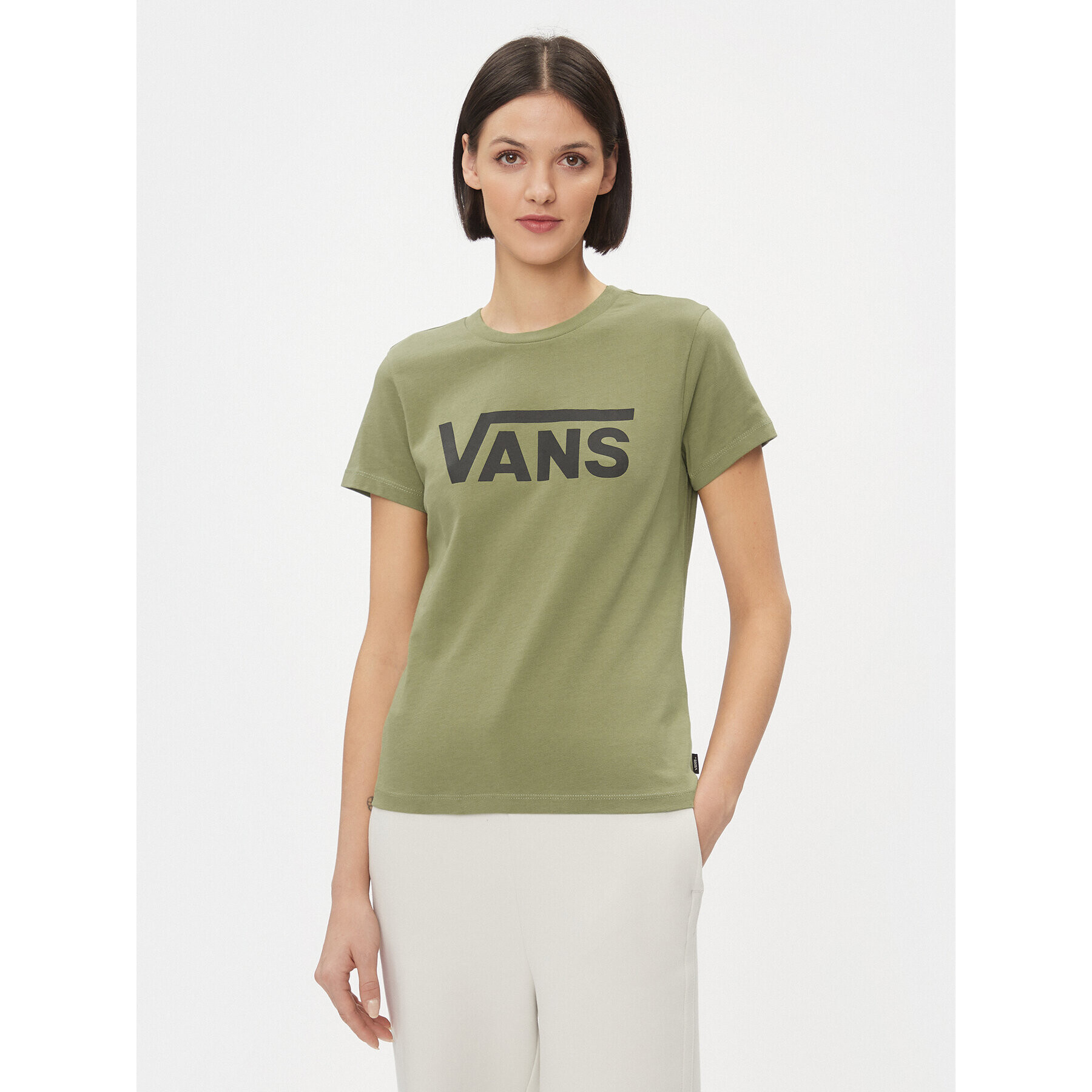 Vans Majica Wm Flying V Crew Tee VN0A3UP4 Zelena Regular Fit - Pepit.si