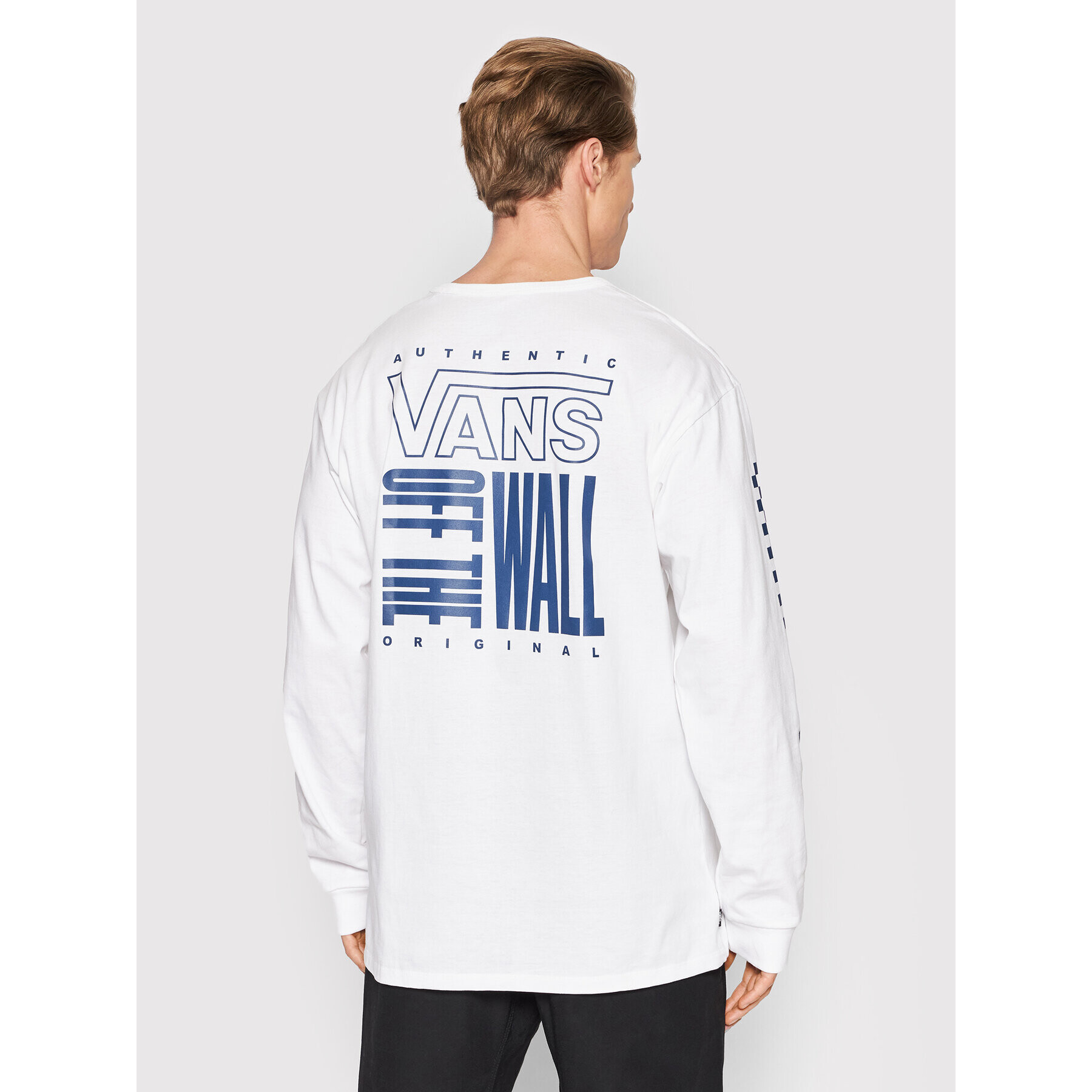 Vans Majica z dolgimi rokavi Off The Wall Stack VN0A7PJK Bela Classic Fit - Pepit.si