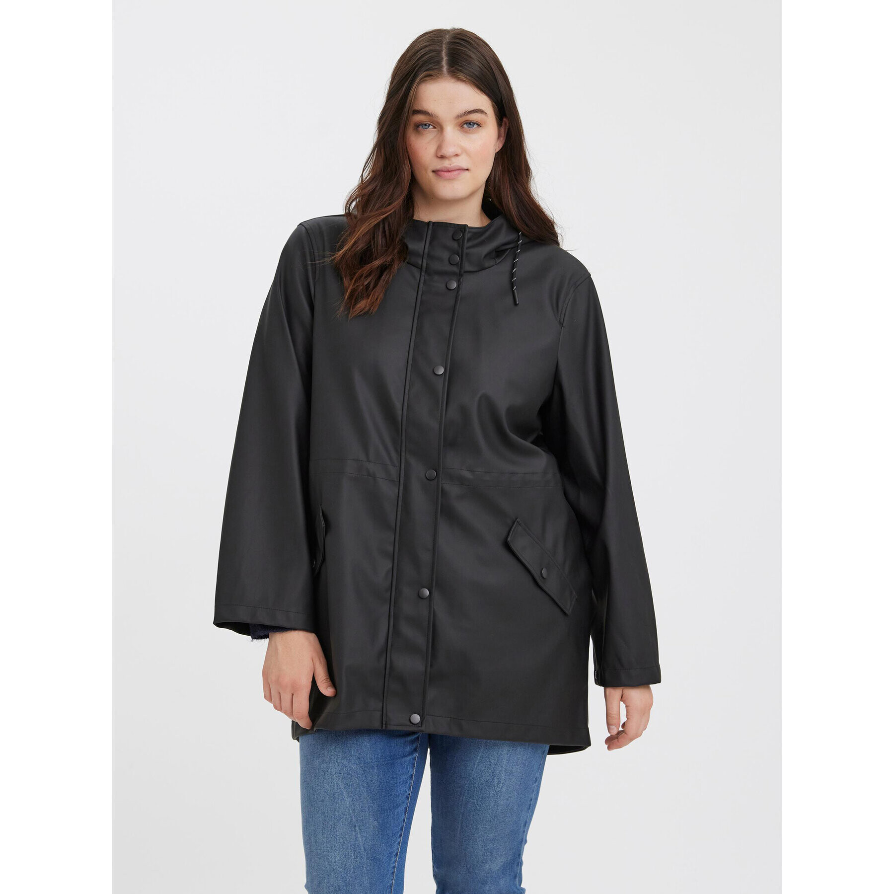 Vero Moda Curve Dežna jakna Malou 10258070 Črna Regular Fit - Pepit.si