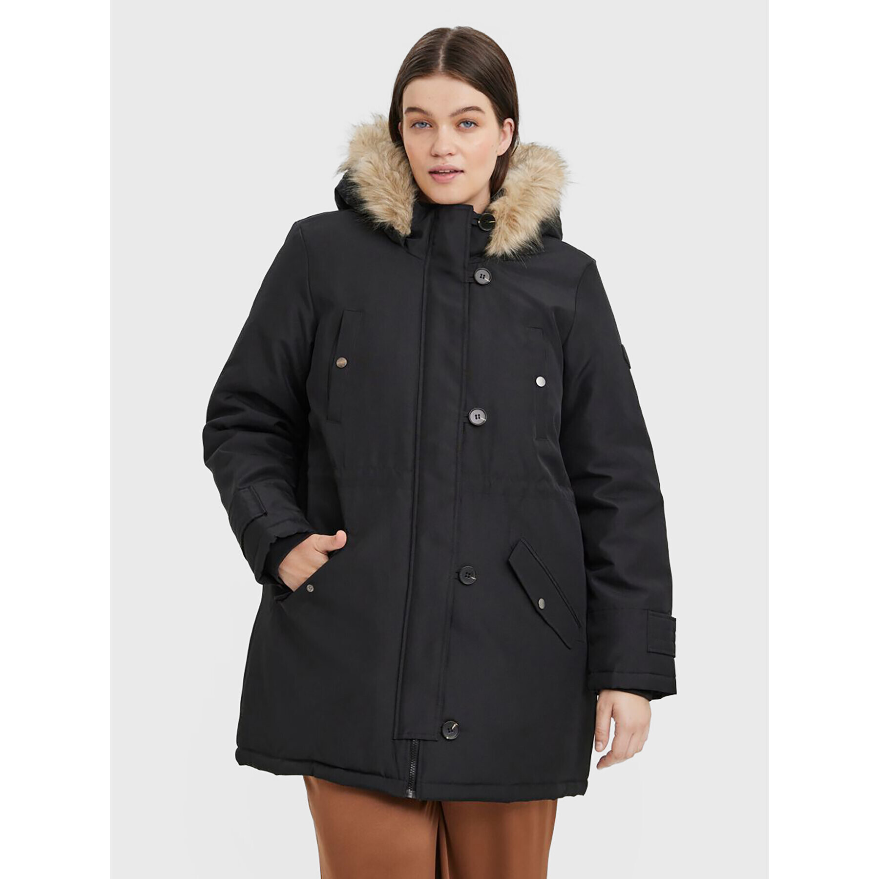 Vero Moda Curve Parka Storm 10276474 Črna Regular Fit - Pepit.si