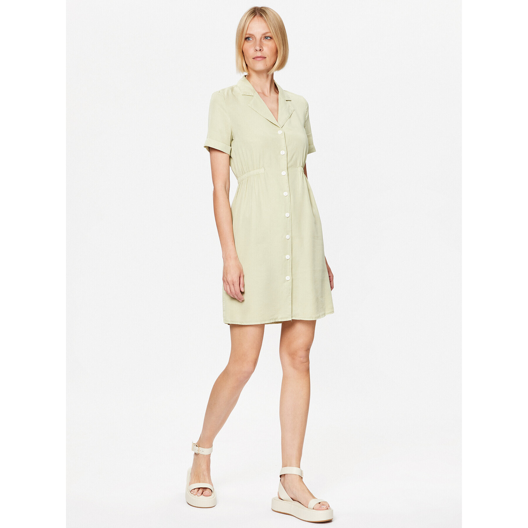 Vero Moda Srajčna obleka Harper 10283698 Zelena Standard Fit - Pepit.si