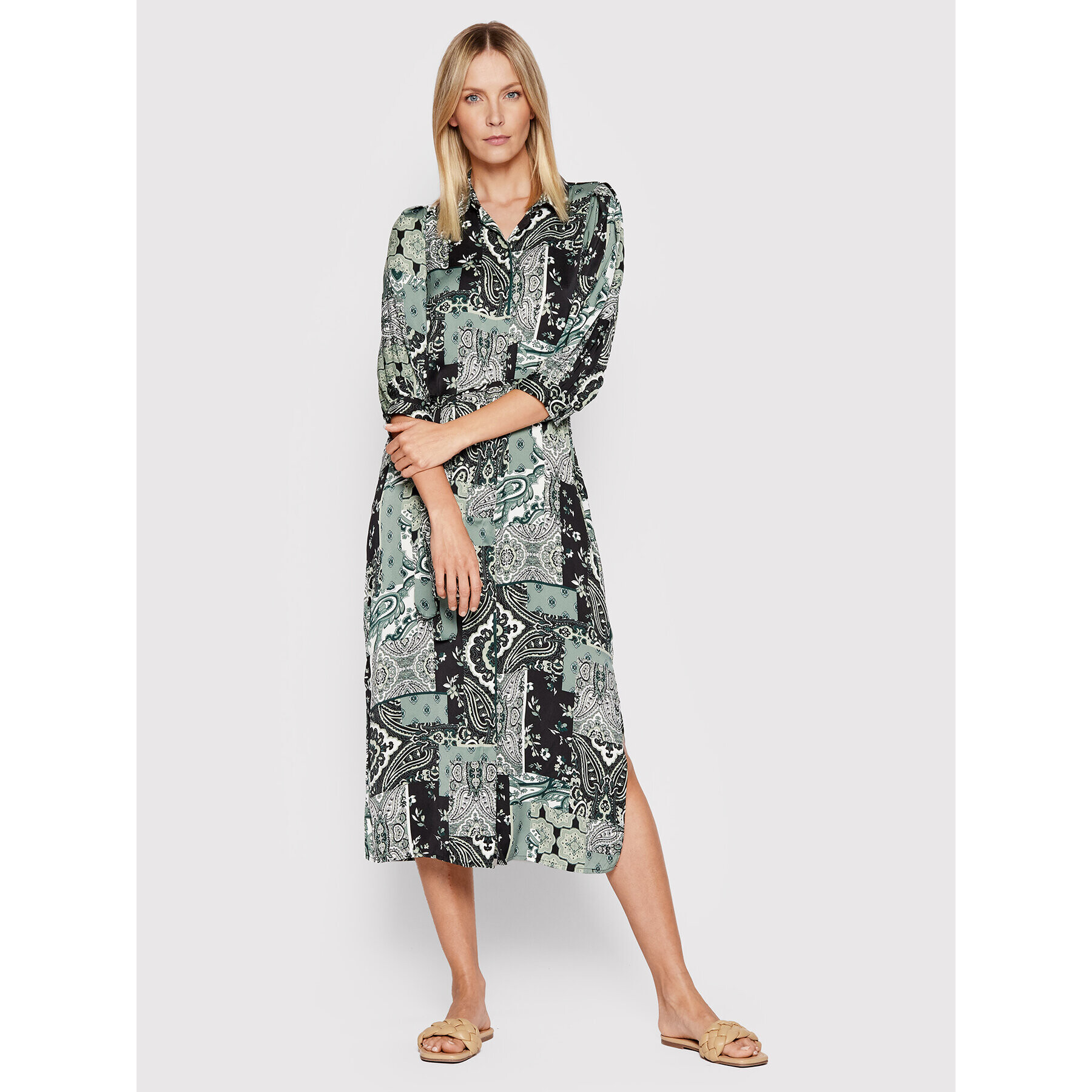 Vero Moda Srajčna obleka Gigi 10261072 Zelena Regular Fit - Pepit.si