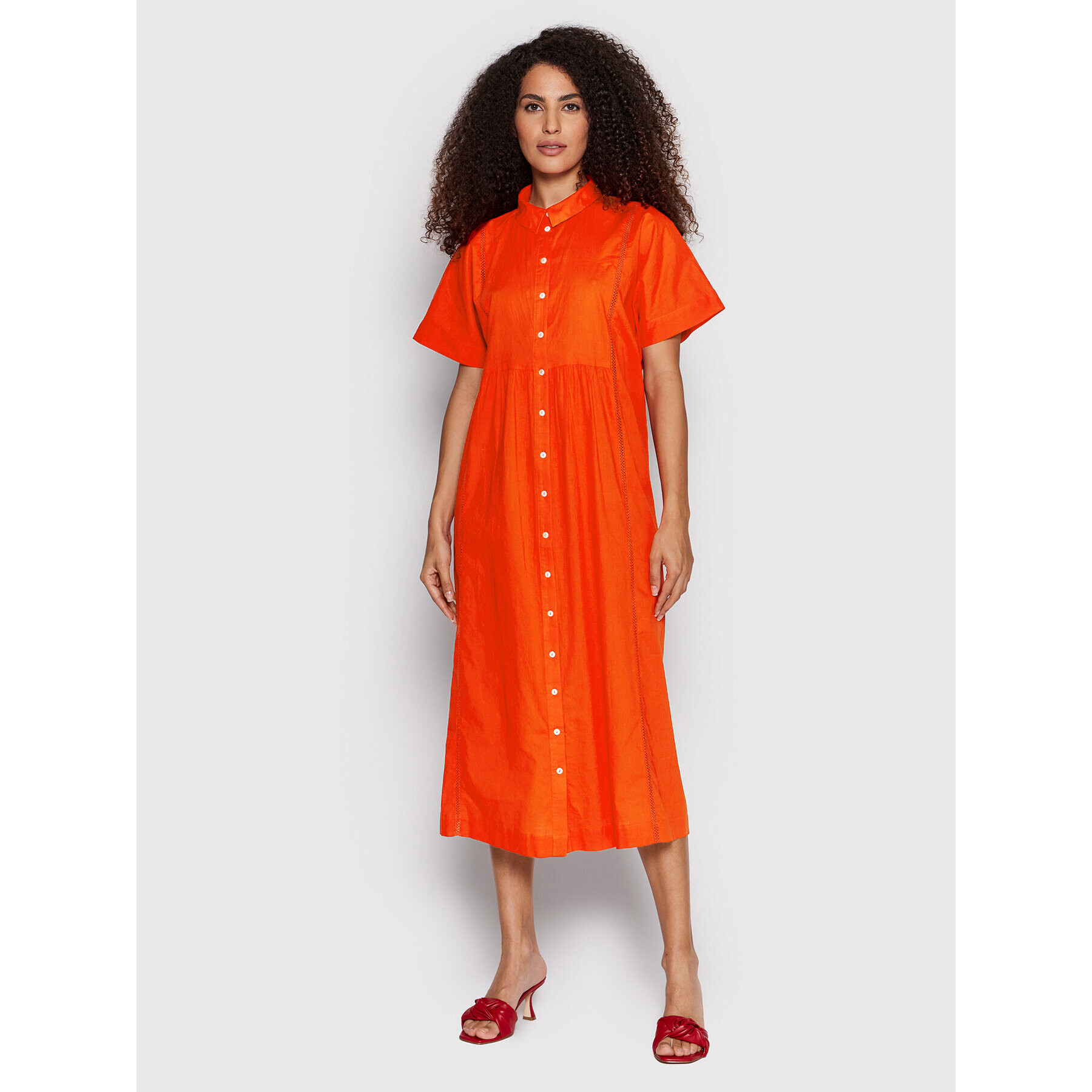 Vero Moda Srajčna obleka Jilla 10260810 Oranžna Relaxed Fit - Pepit.si