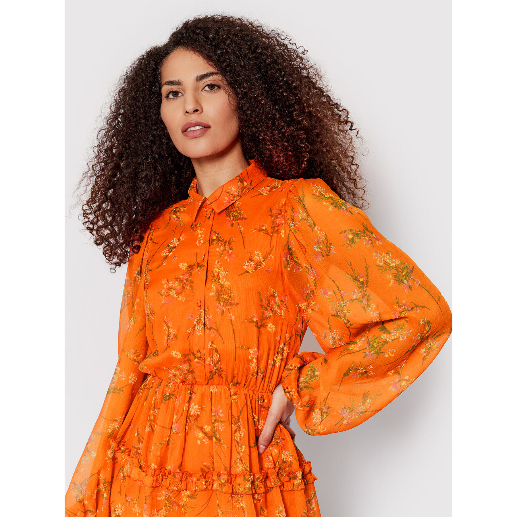 Vero Moda Srajčna obleka Kaya 10267353 Oranžna Regular Fit - Pepit.si