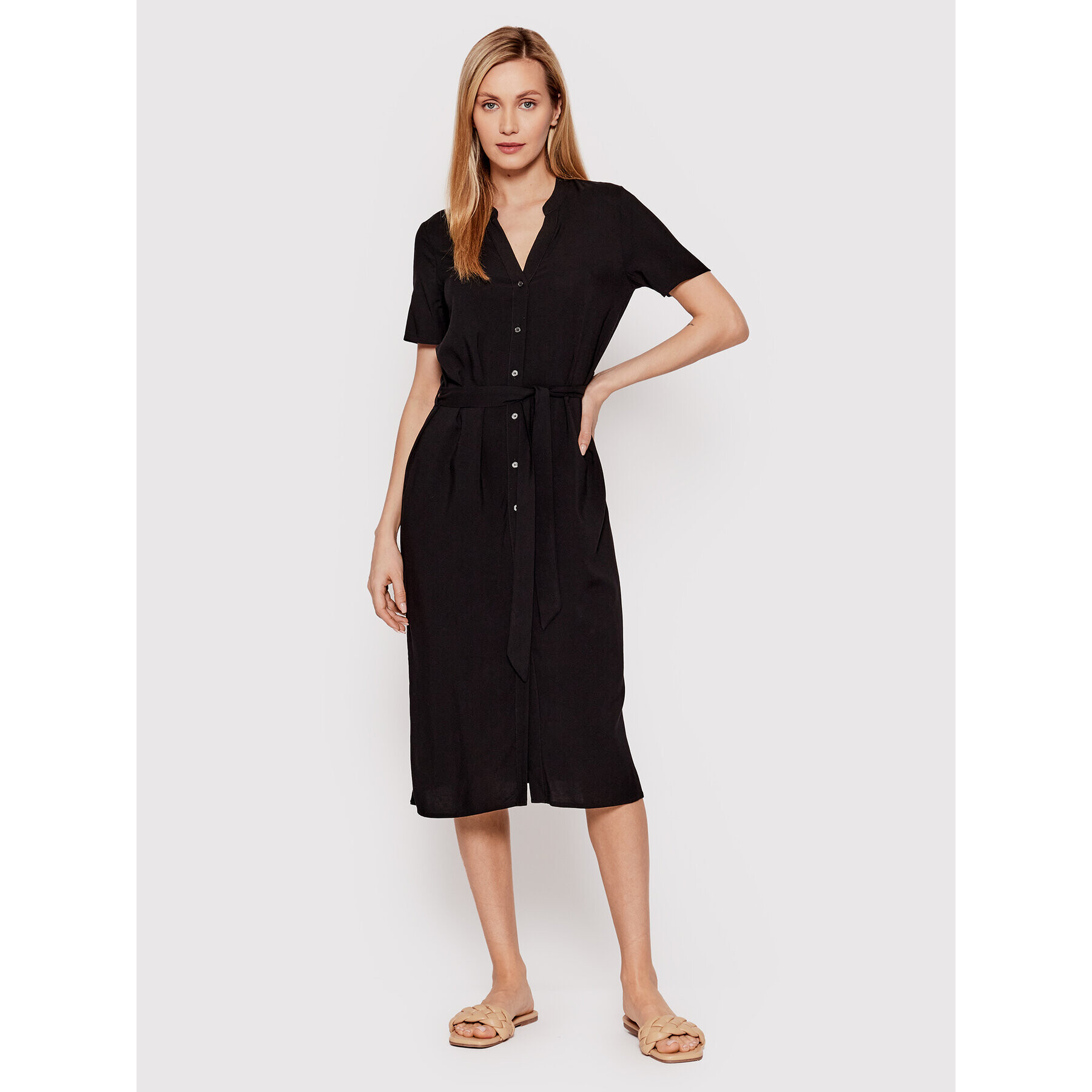 Vero Moda Srajčna obleka Vica 10258464 Črna Regular Fit - Pepit.si