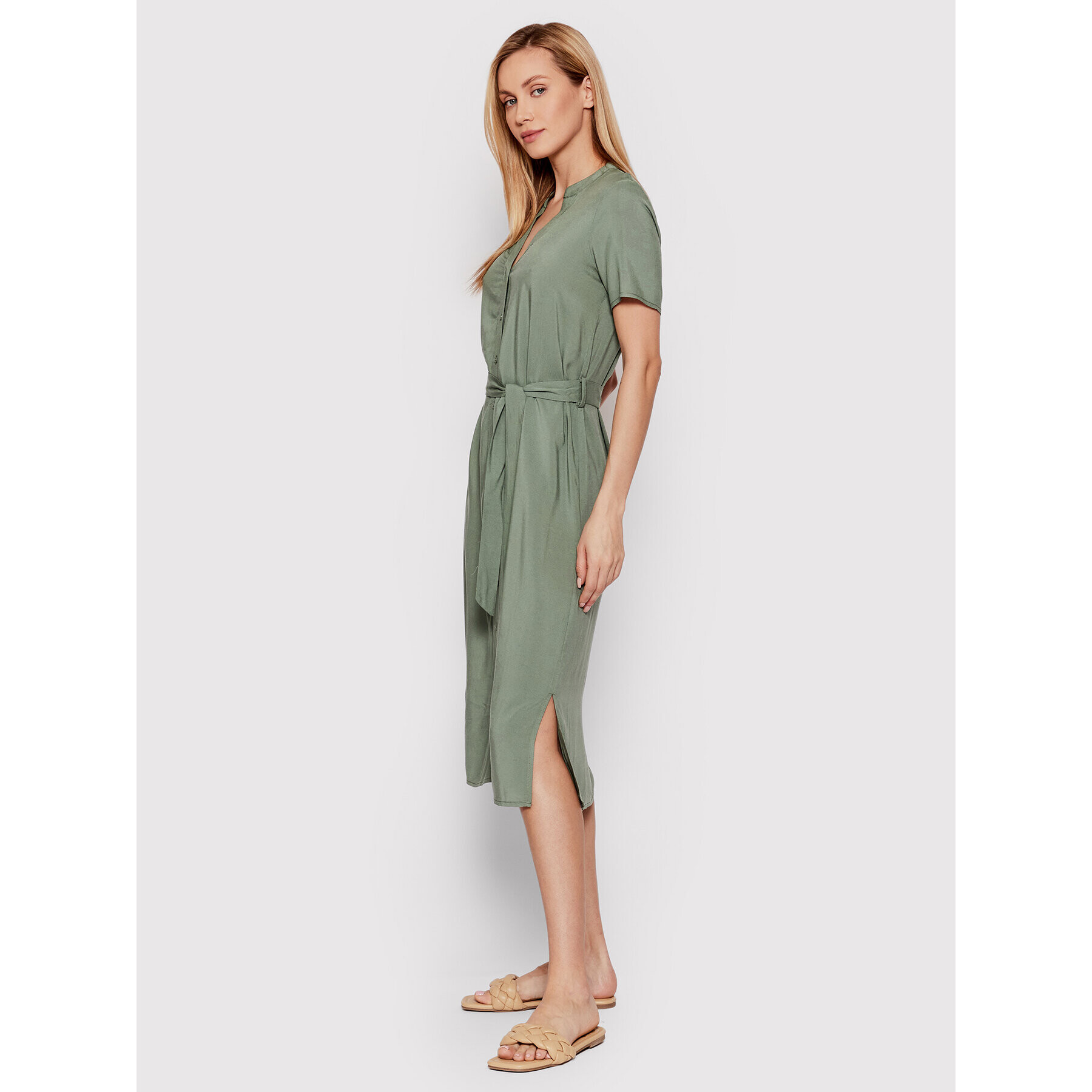 Vero Moda Srajčna obleka Vica 10258464 Zelena Regular Fit - Pepit.si