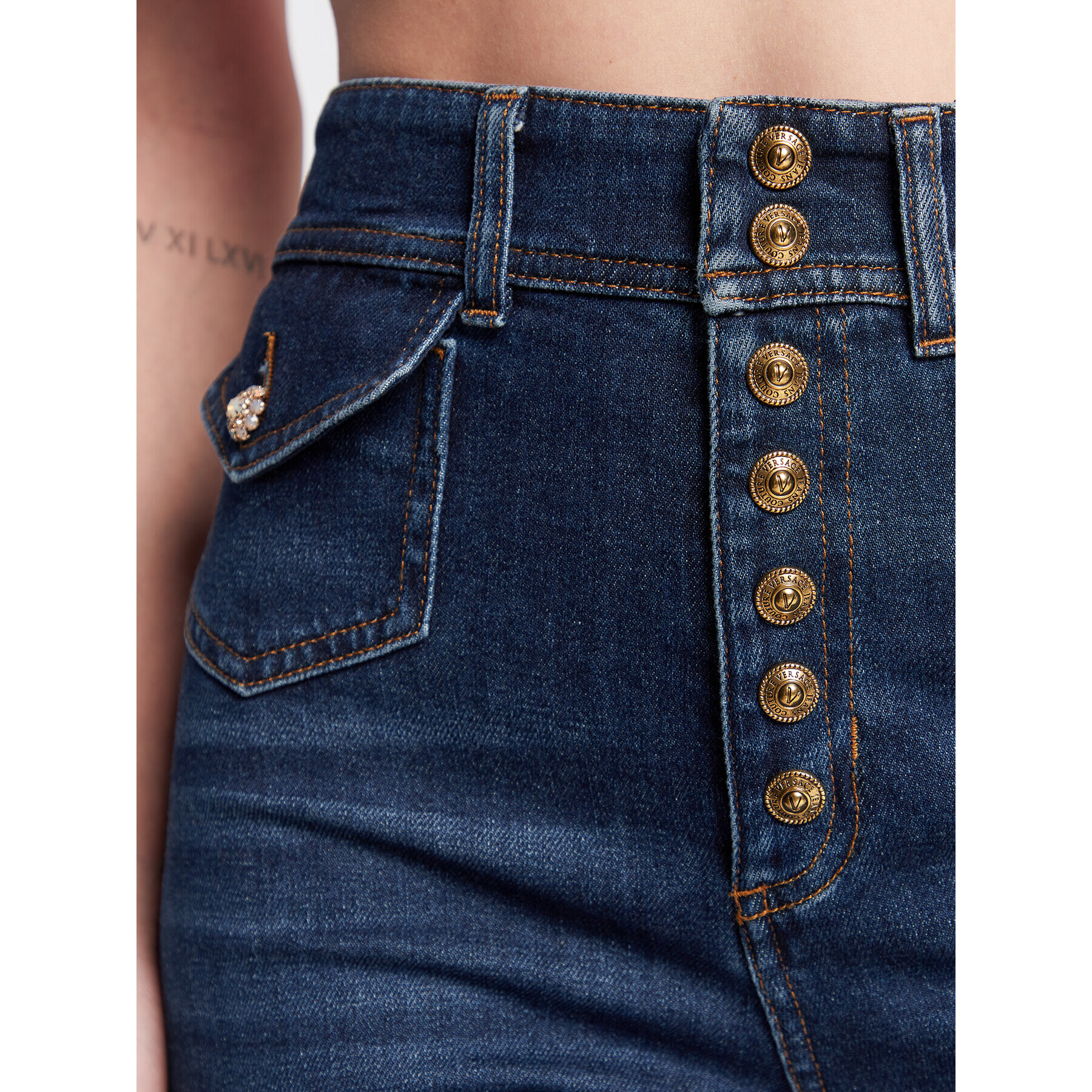 Versace Jeans Couture Jeans hlače 73HAB520 Mornarsko modra Skinny Fit - Pepit.si