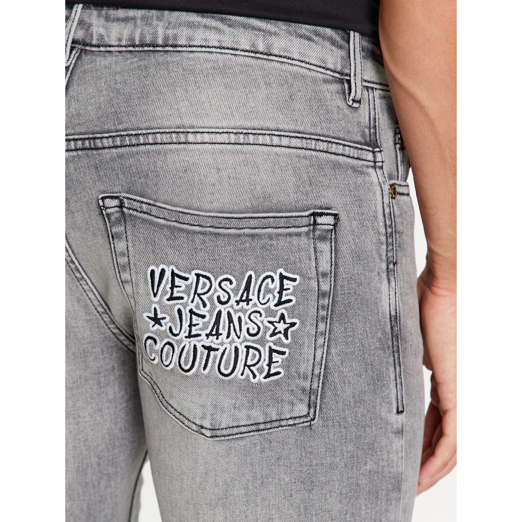 Versace Jeans Couture Jeans hlače 75GAB5D2 Siva Slim Fit - Pepit.si