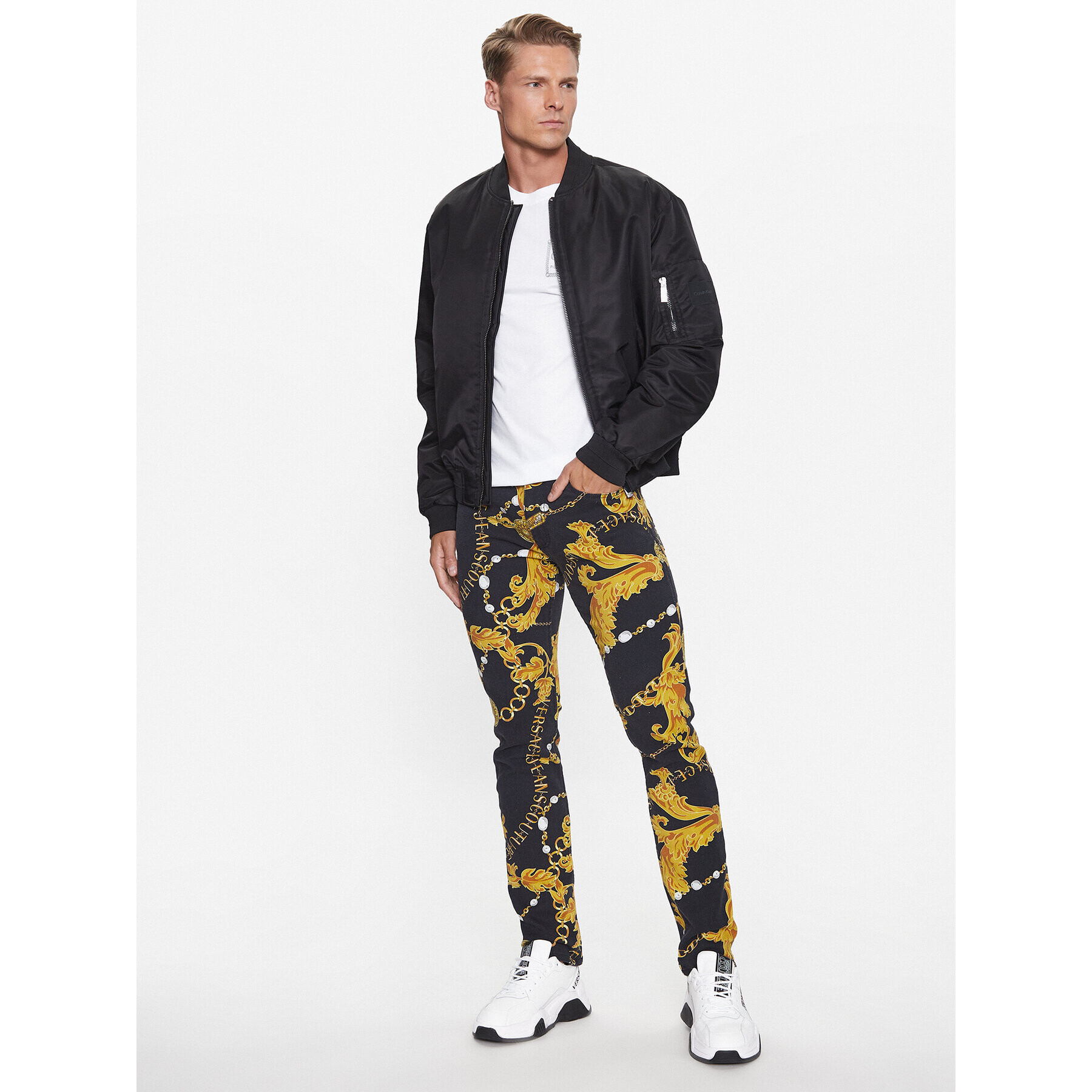 Versace Jeans Couture Jeans hlače 75GAB5S0 Črna Slim Fit - Pepit.si