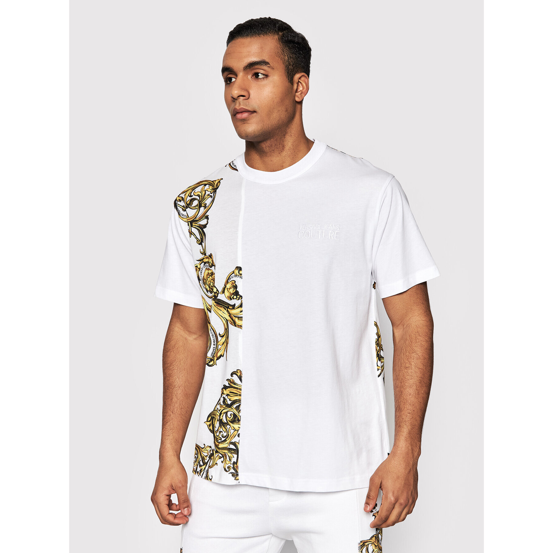 Versace Jeans Couture Majica 72GAH6R9 Bela Regular Fit - Pepit.si