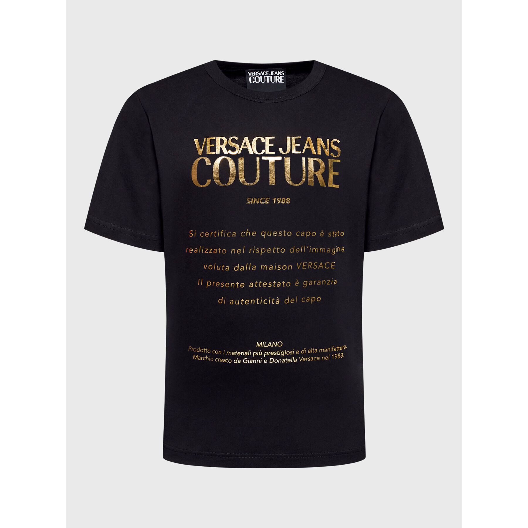 Versace Jeans Couture Majica 73GAHT26 Črna Regular Fit - Pepit.si