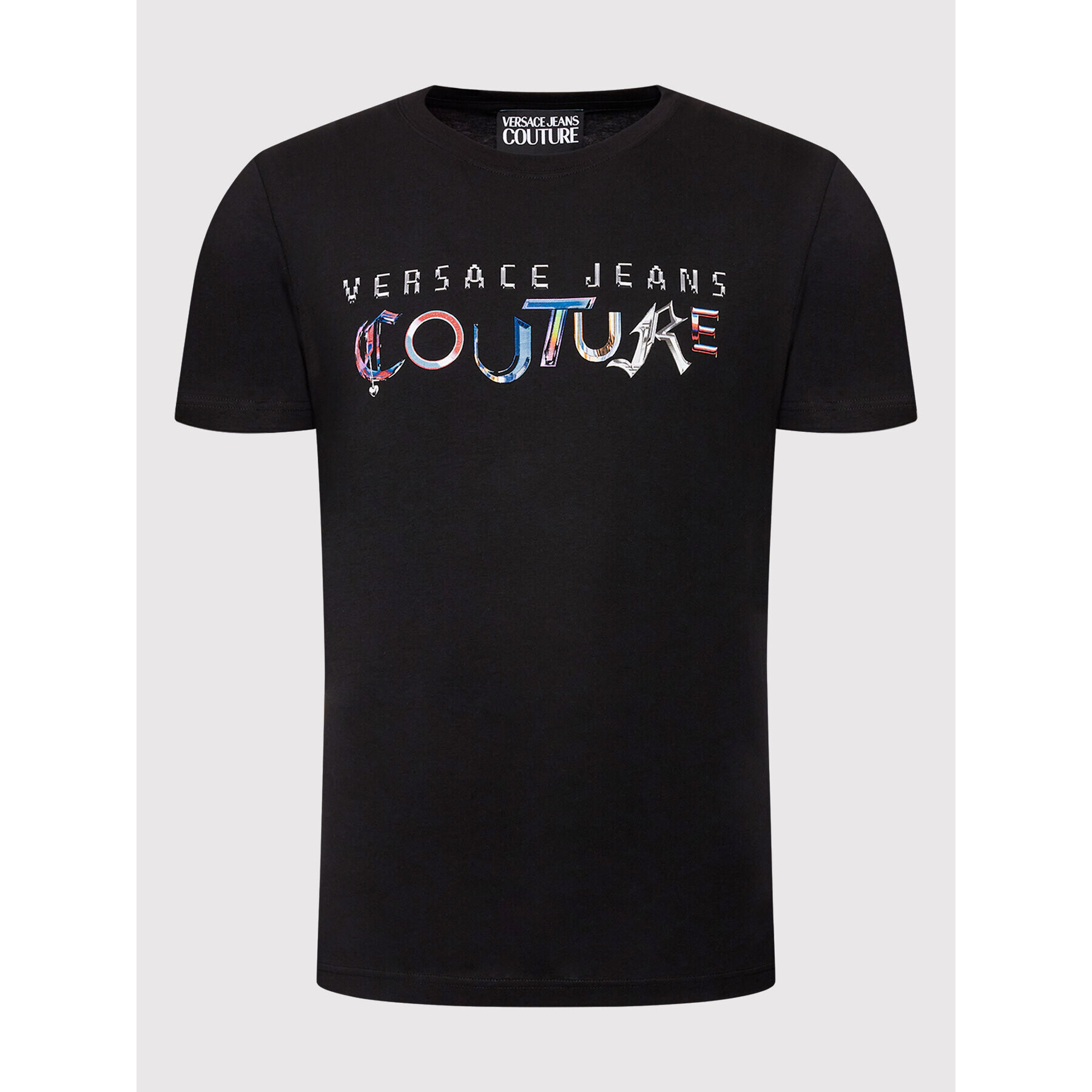 Versace Jeans Couture Majica Logo 73GAHF05 Črna Regular Fit - Pepit.si