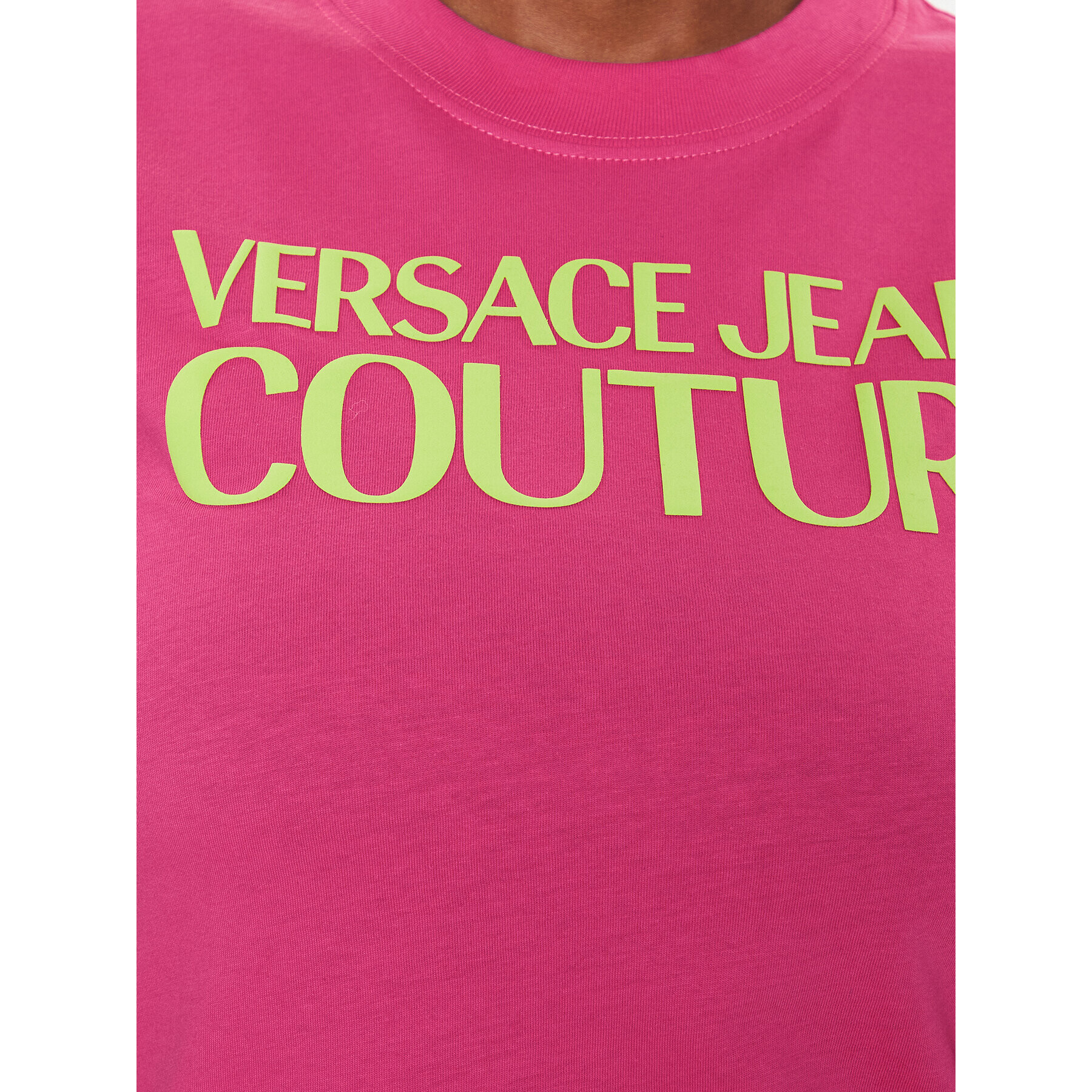 Versace Jeans Couture Majica Logo 74HAHT03 Roza Regular Fit - Pepit.si