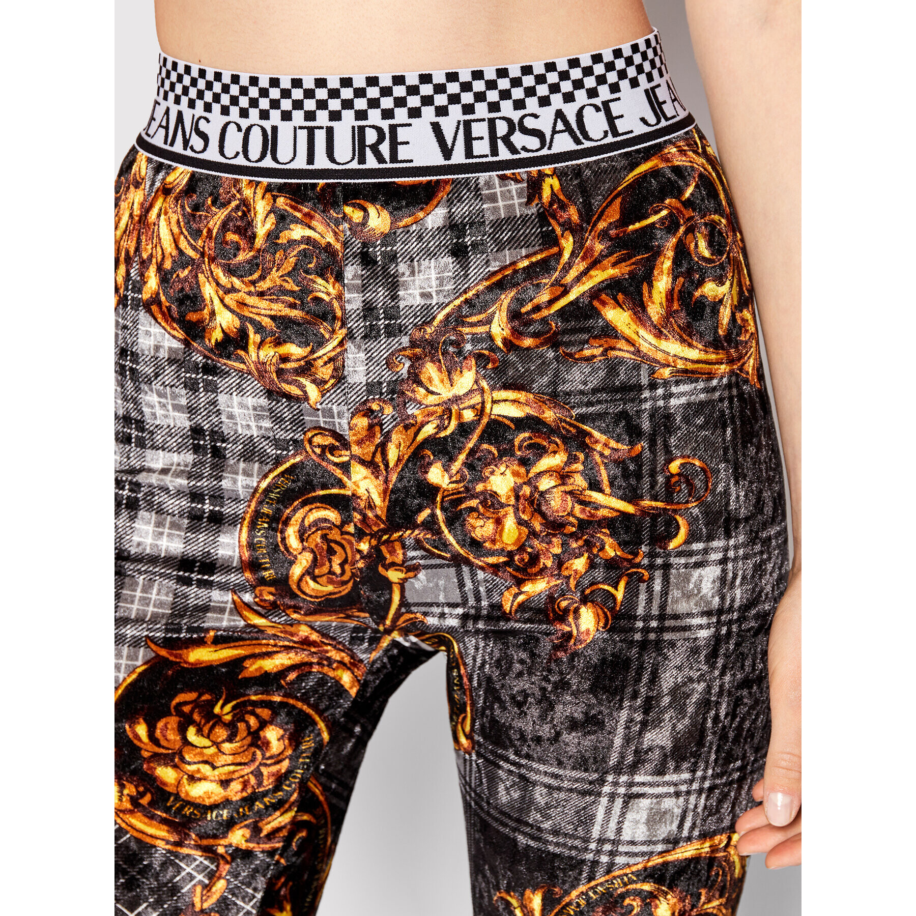 Versace Jeans Couture Pajkice Tartan Baroque Print 71HAC101 Siva Slim Fit - Pepit.si