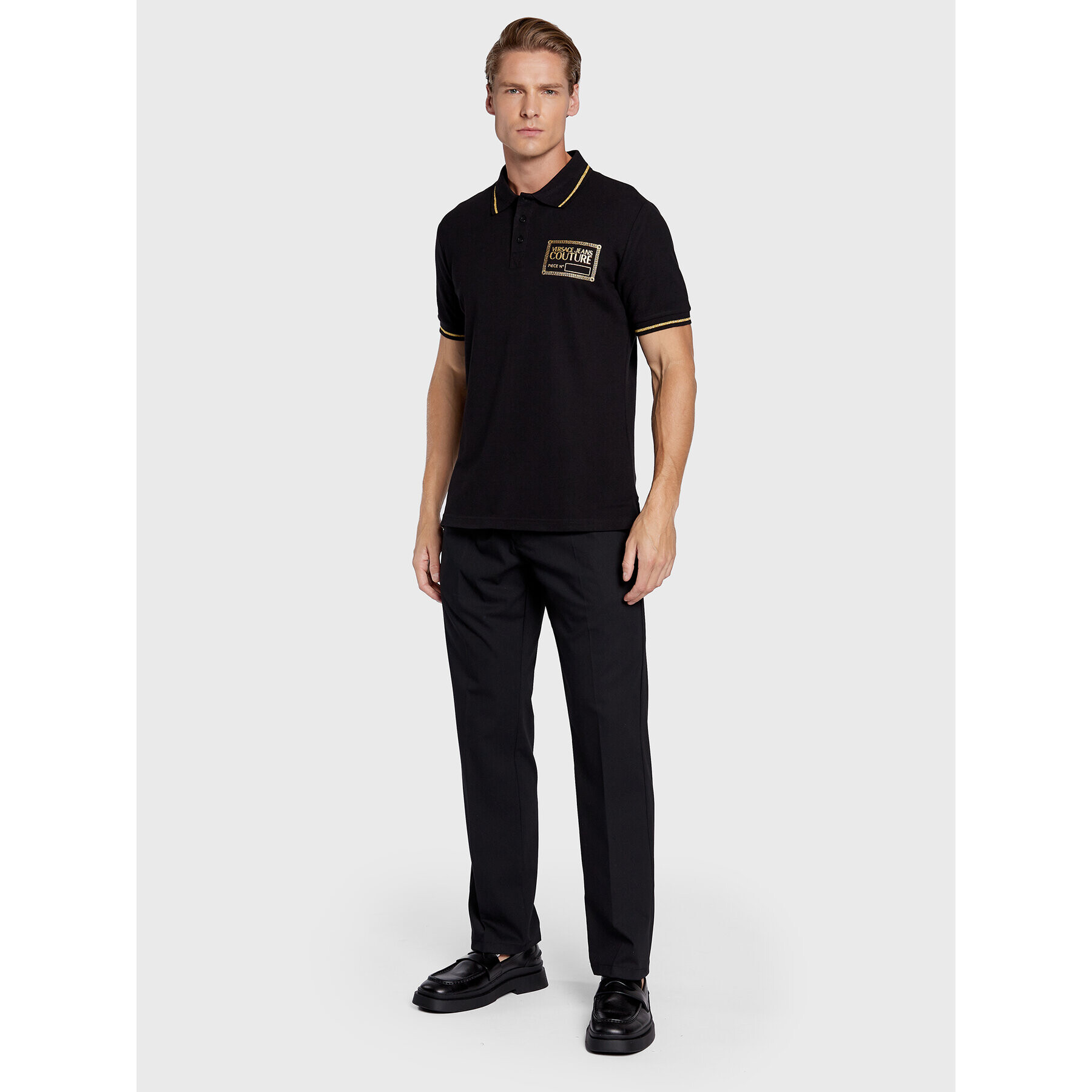 Versace Jeans Couture Polo majica 73GAGT03 Črna Regular Fit - Pepit.si