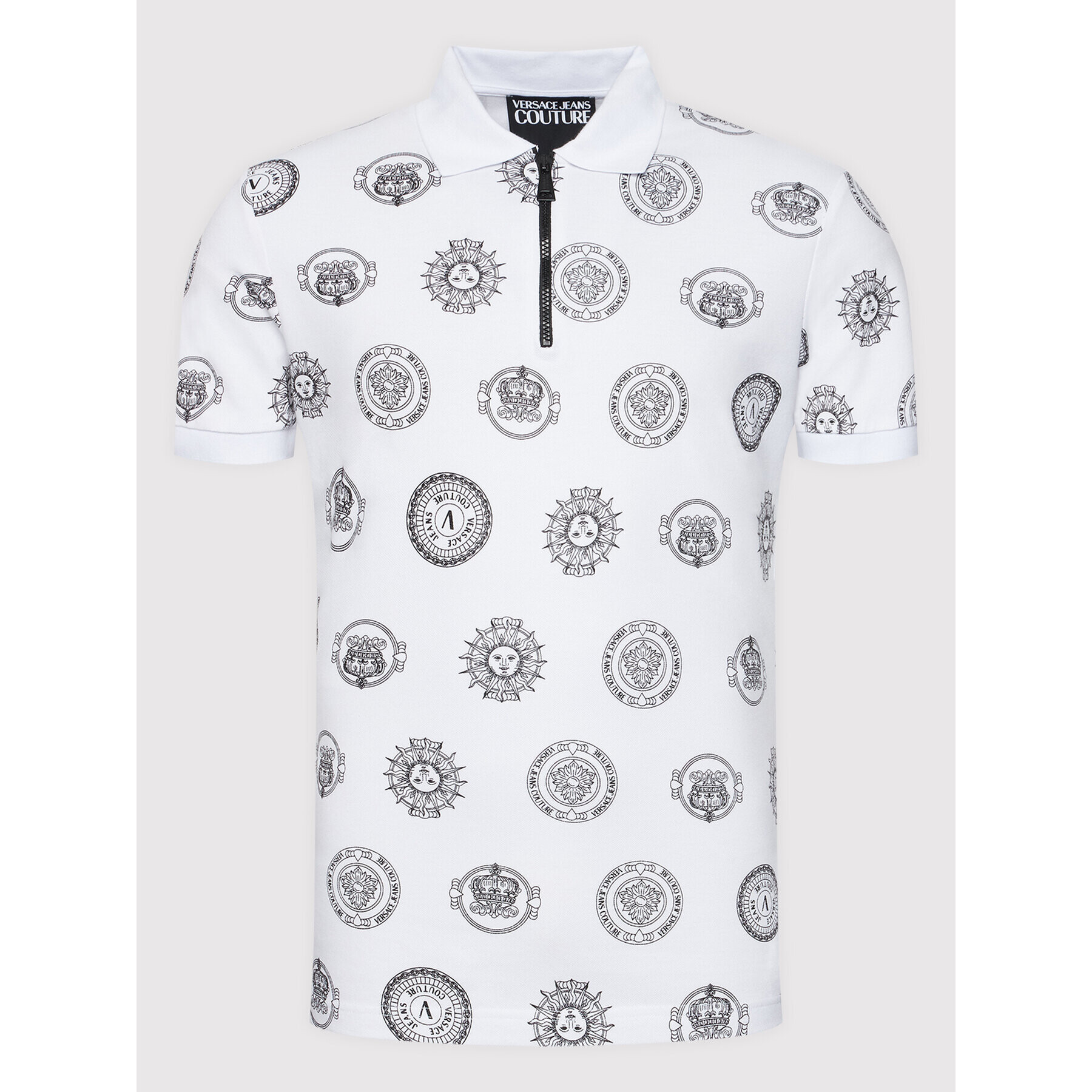 Versace Jeans Couture Polo majica Print Coin 72GAG626 Bela Regular Fit - Pepit.si