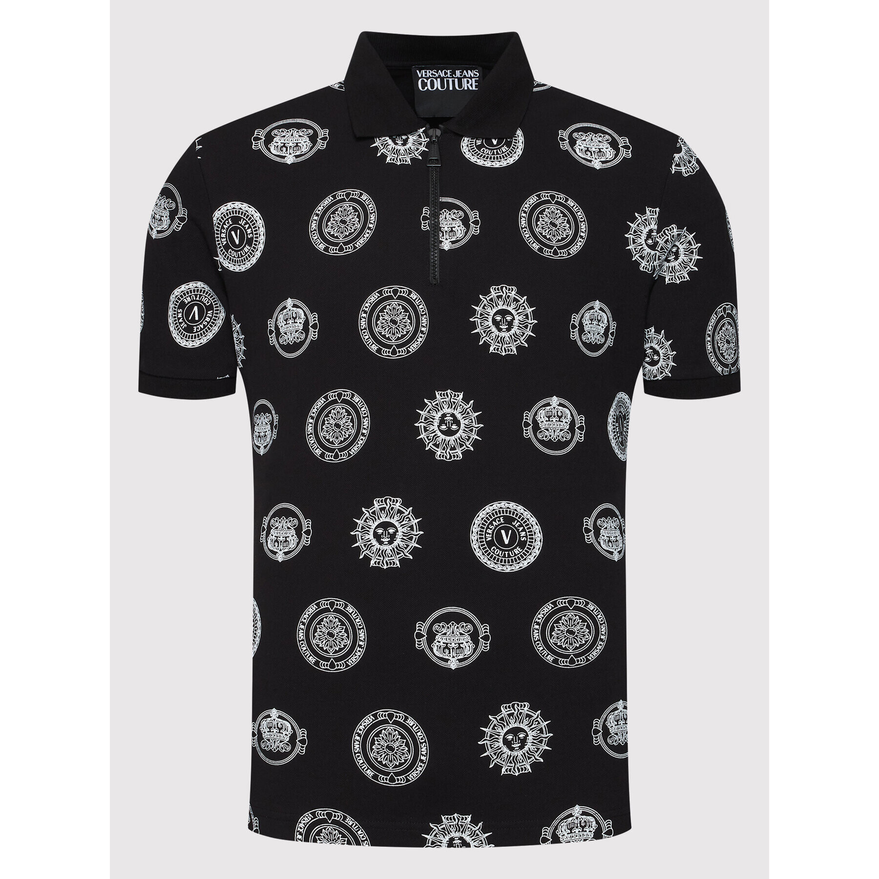 Versace Jeans Couture Polo majica Print Coin 72GAG626 Črna Regular Fit - Pepit.si